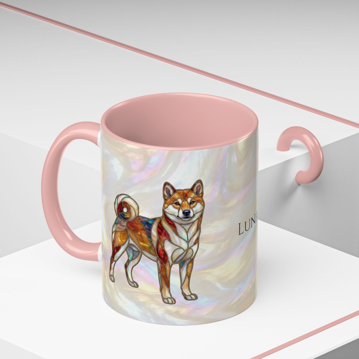 Shiba Inu Accent Coffee Mug – Stained Glass Design 11/15oz - 14646