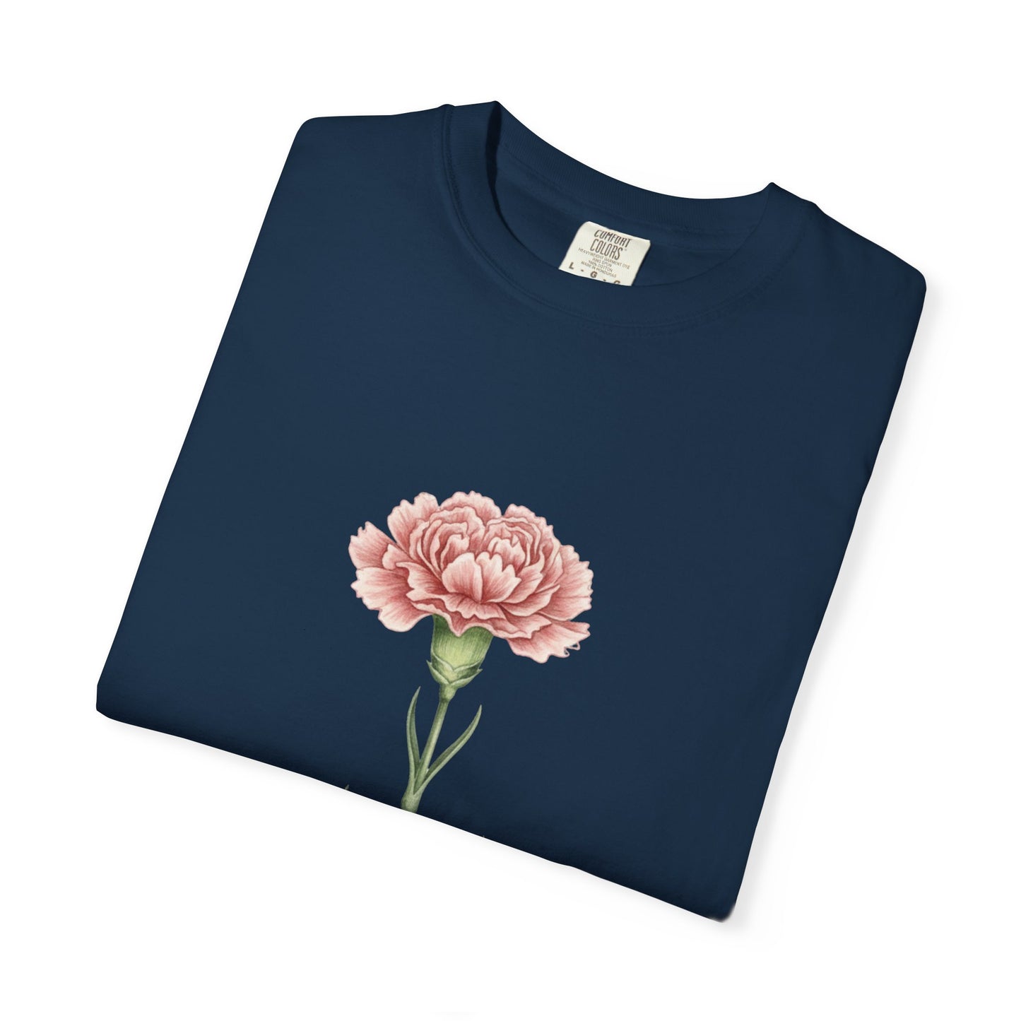January Birth Flower Carnation T-Shirt – Heavyweight Garment-Dyed Tee - 14686