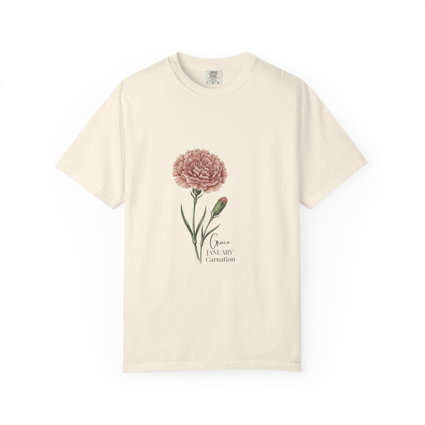 January Carnation Birth Flower T-Shirt – Customizable - 14672
