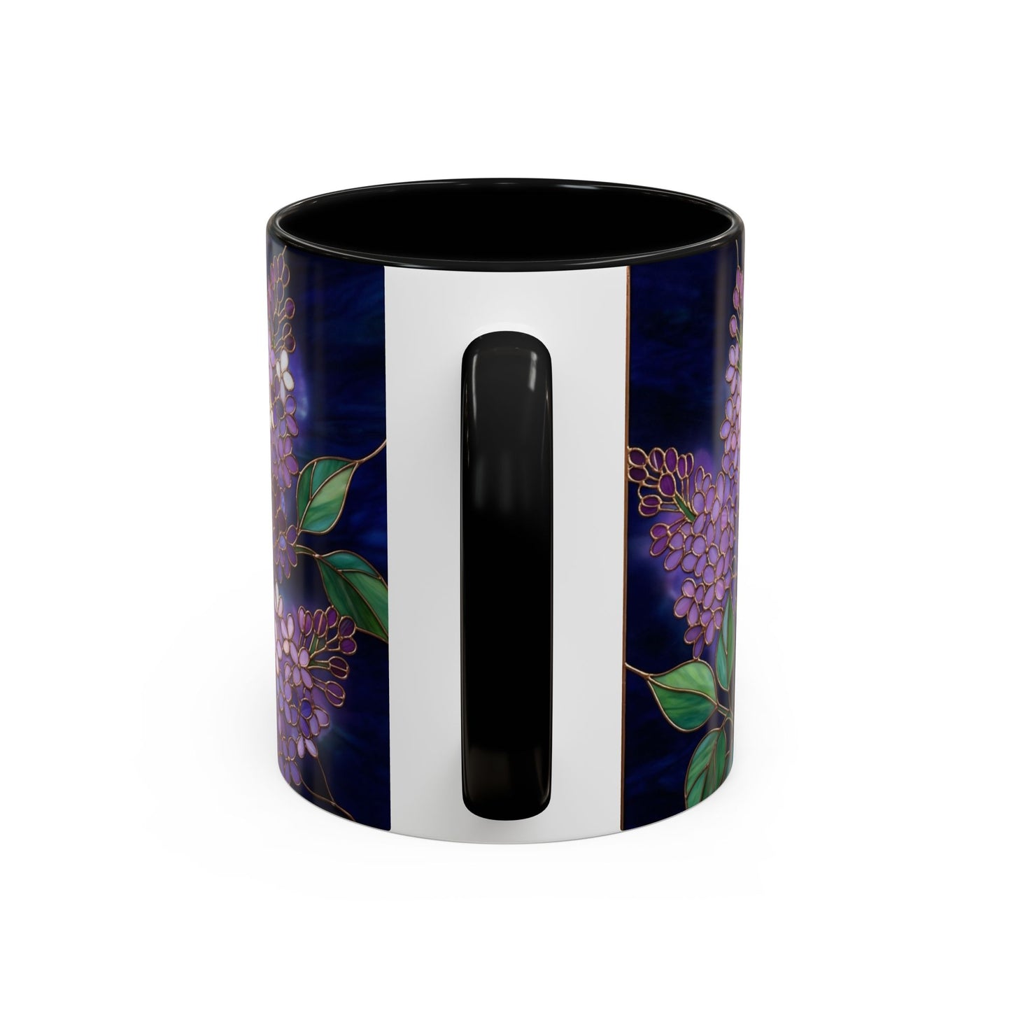 Lilac Blossoms Accent Coffee Mug — Stained Glass Design (11/15 oz) - 14574