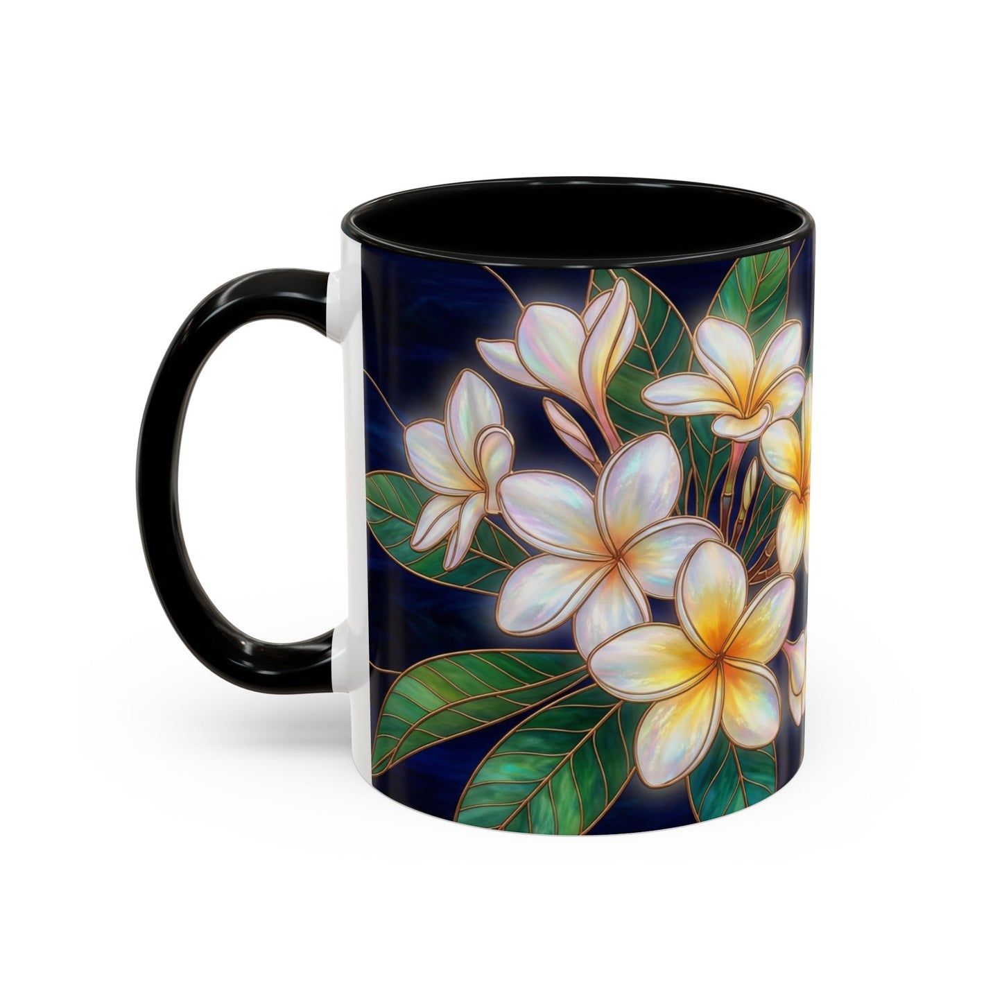 Plumeria Floral Accent Mug —  Stained Glass Design (11/15oz) - 14545