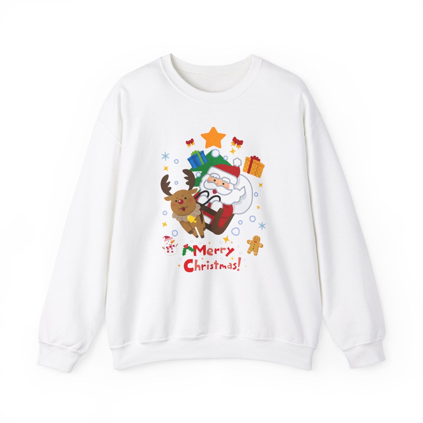 Merry Christmas, Santa & Reindeer - Unisex Heavy Blend™ Crewneck Sweatshirt - 10472