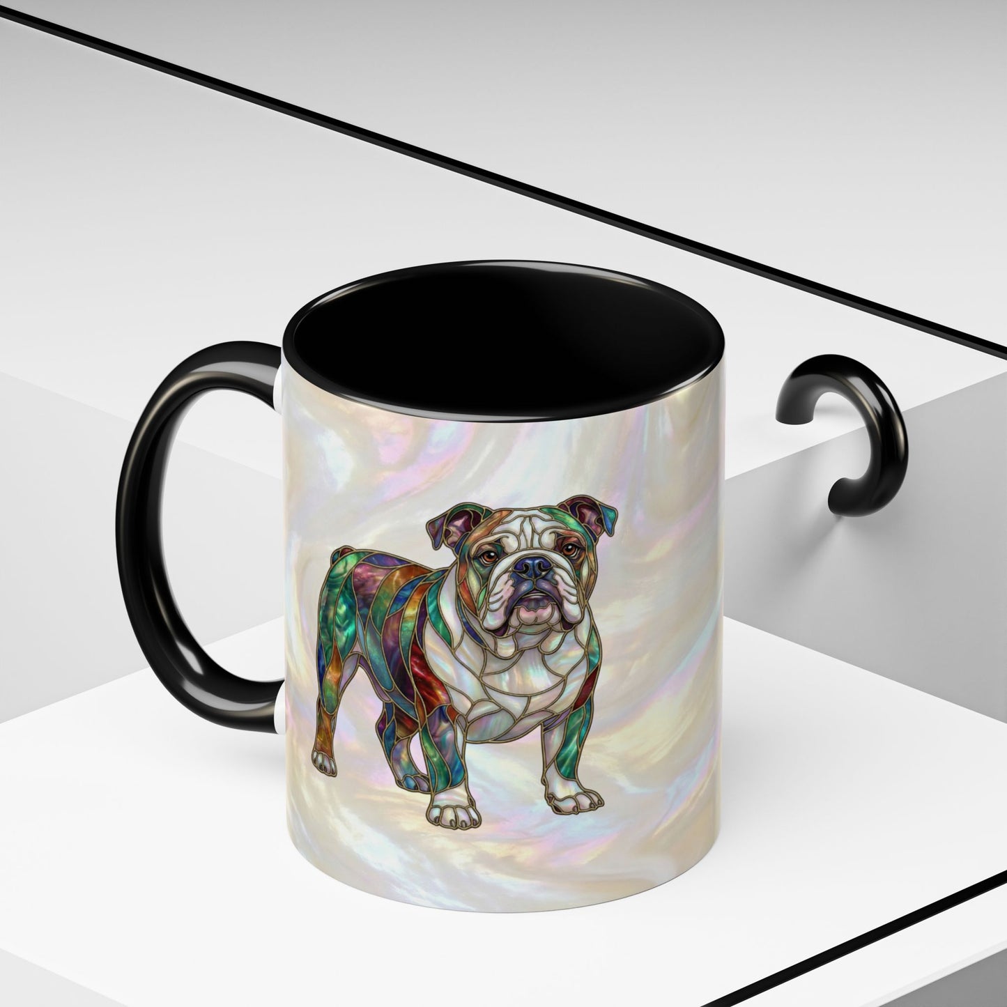 English Bulldog Accent Coffee Mug -Stained Glass Style (11/15oz) - 14630
