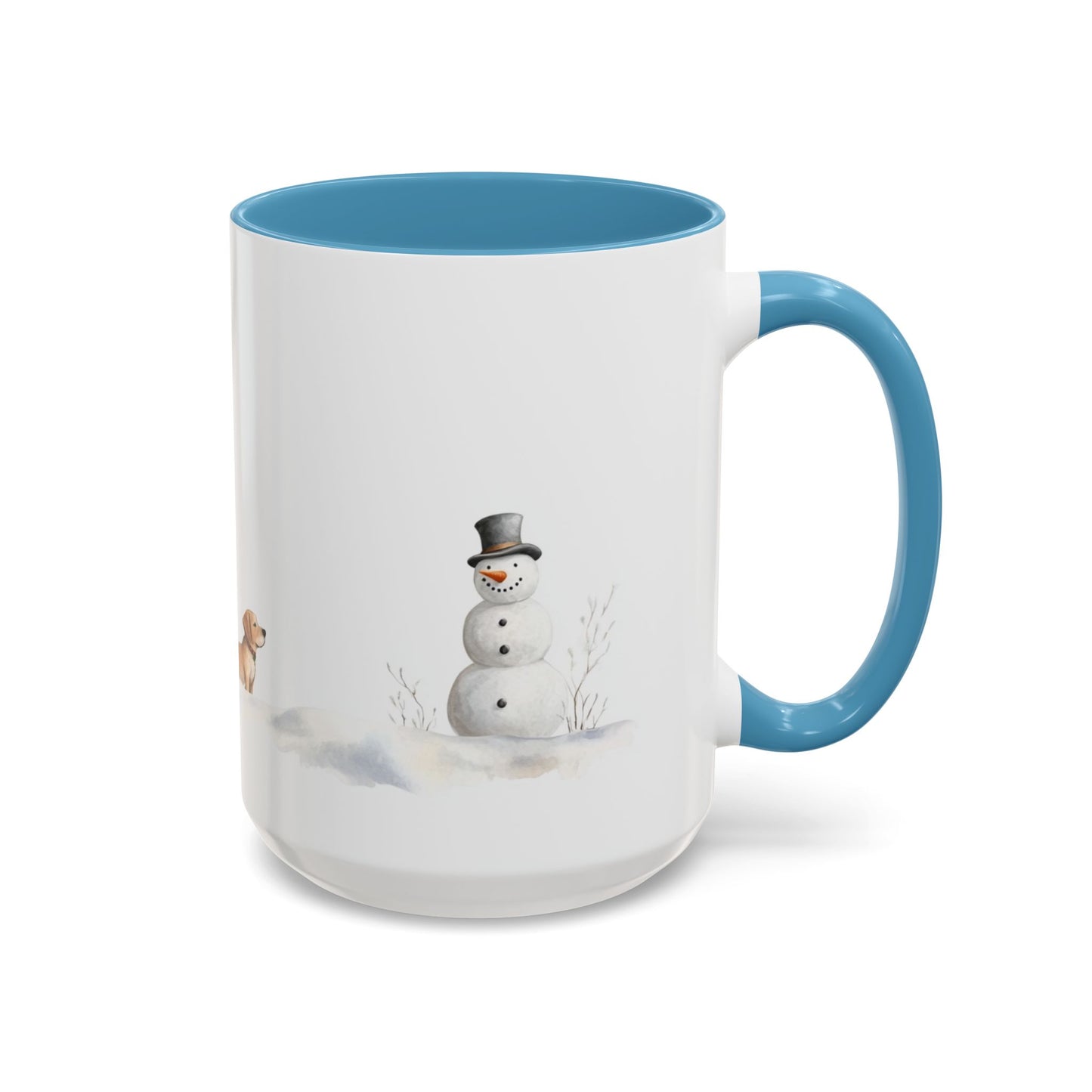 Winter Tree, Snowman & Puppy - Accent Coffee Mug (11, 15oz) - 10404