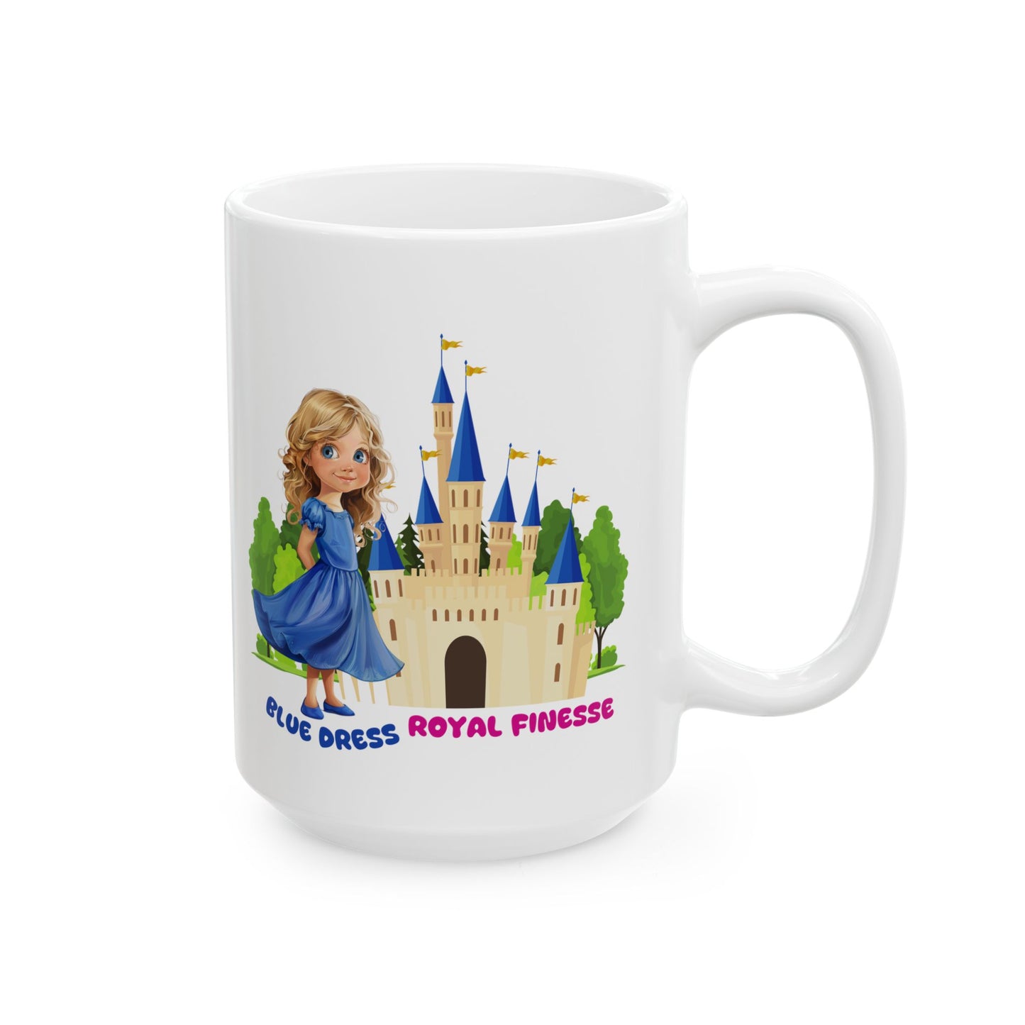 Blue Dress Princess, Royal Finesse, Customizable - Ceramic Mug, (11oz, 15oz)