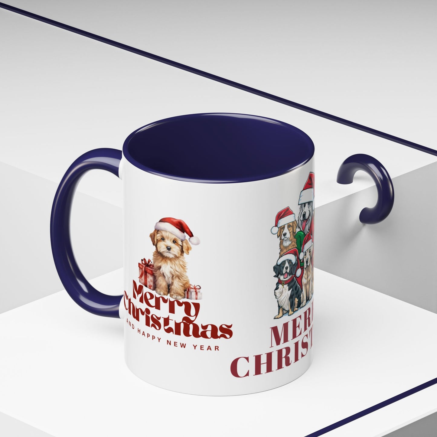 Dogs, Merry Christmas - Accent Coffee Mug (11, 15oz)