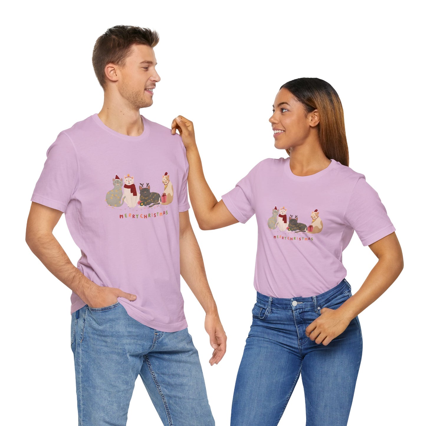 Cats, Merry Christmas - Unisex Jersey Short Sleeve Tee - 10283