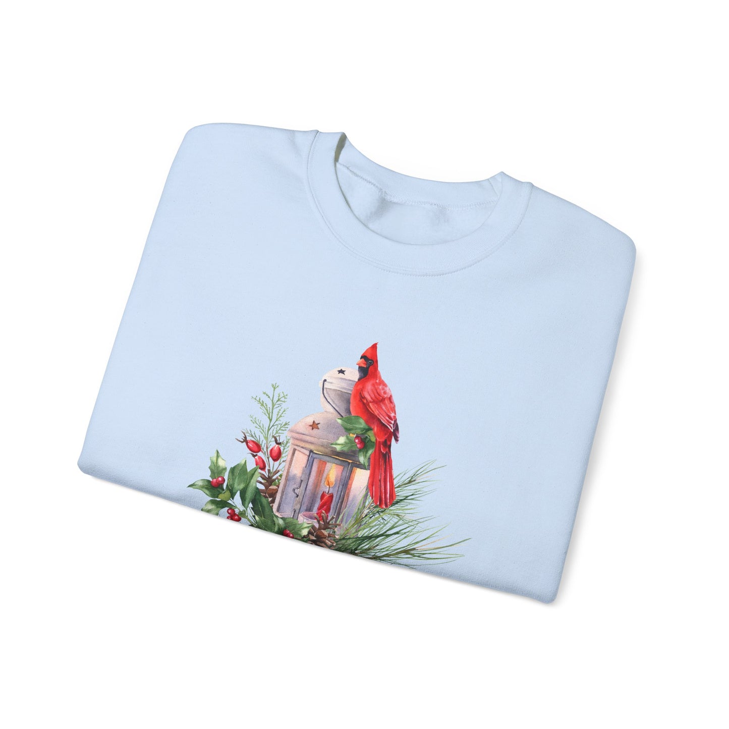 Cardinal Bird, Vintage Lantern, Winter Floral - Unisex Heavy Blend™ Crewneck Sweatshirt - 10370