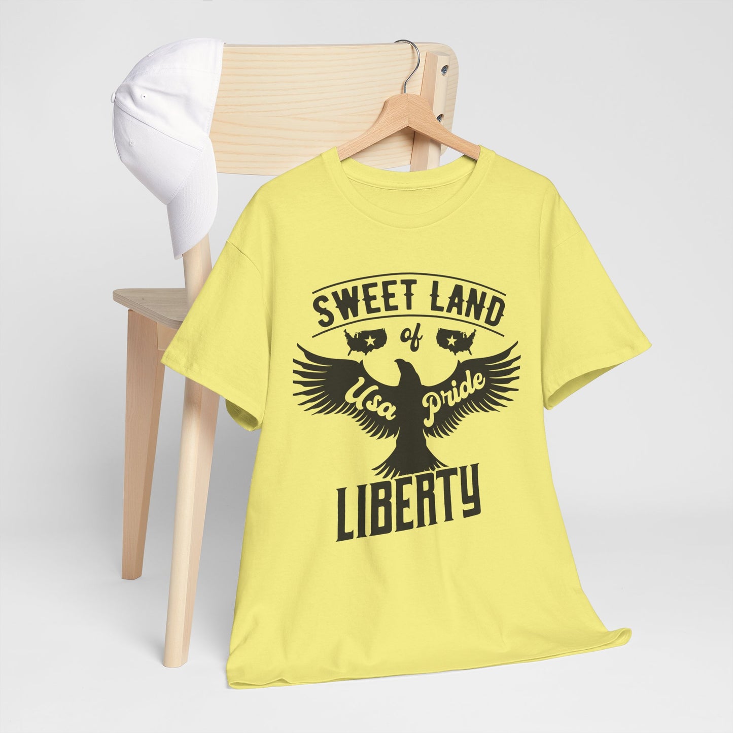 Sweet Land of Liberty Design, Unisex Heavy Cotton Tee: Patriotic T-shirt, Gift for Freedom Lovers, Casual Wear, Independence Day Shirt - 13492
