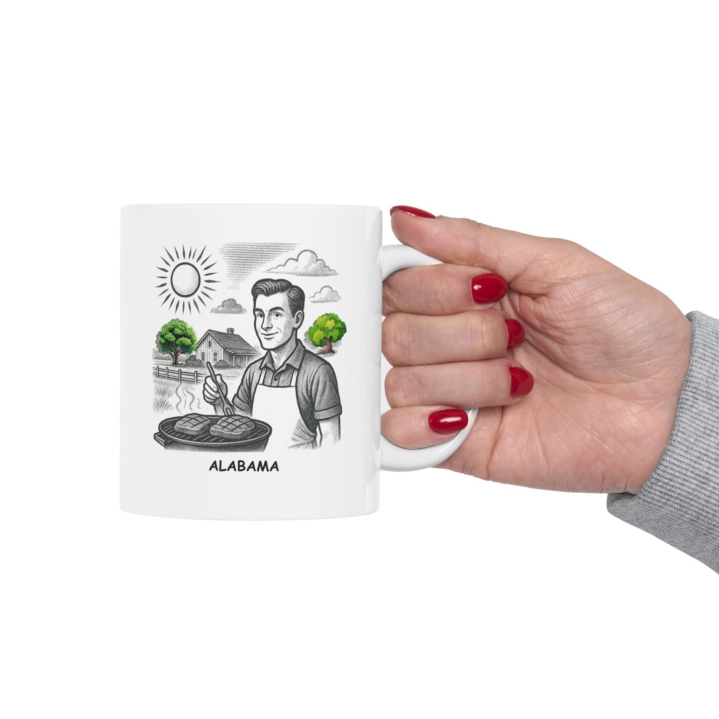 "Alabama: Where the grass is greener and the BBQ is better." Ceramic Mug | 12795