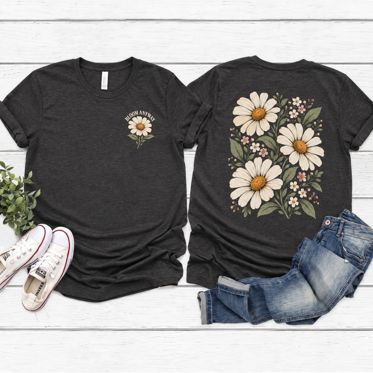 Daisy Garden T-Shirt, Vintage Floral Graphic Tee - 14985