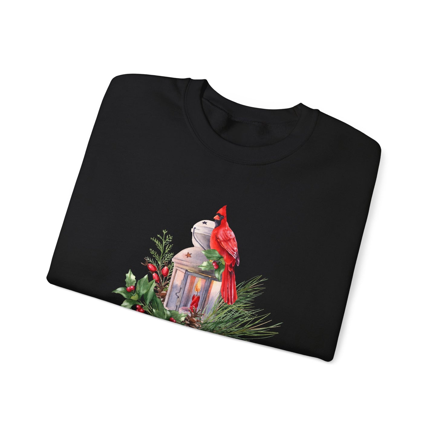 Cardinal Bird, Vintage Lantern, Winter Floral - Unisex Heavy Blend™ Crewneck Sweatshirt - 10370