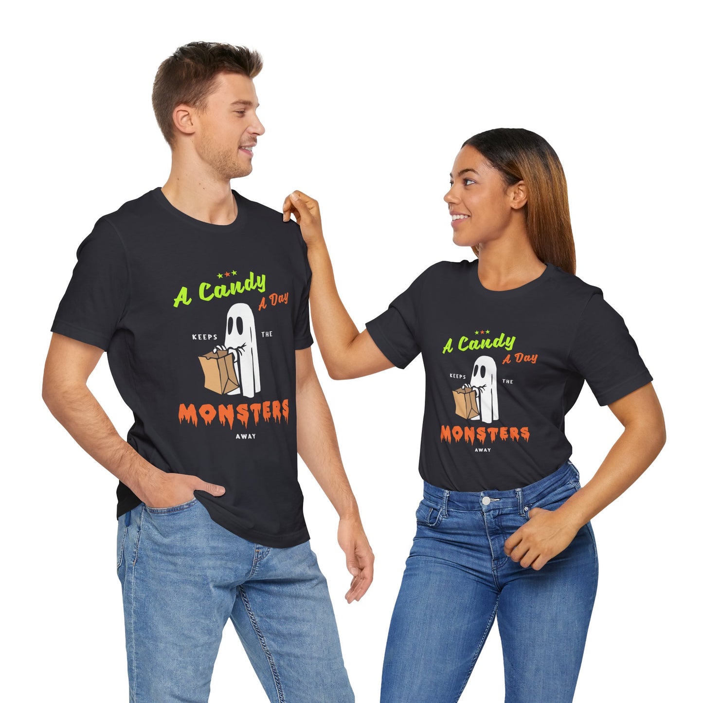 Halloween: A Candy Day Keeps The Monsters Away - Unisex Jersey Short Sleeve Tee - 12663
