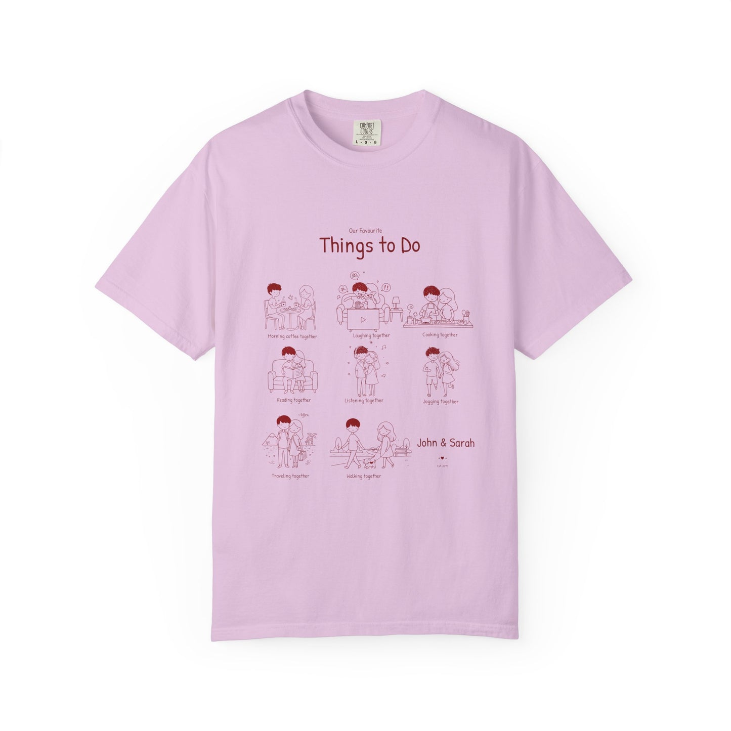 Our Favourite Things to Do Together – Personalised Valentine’s Illustration T-Shirt Gift - 14724