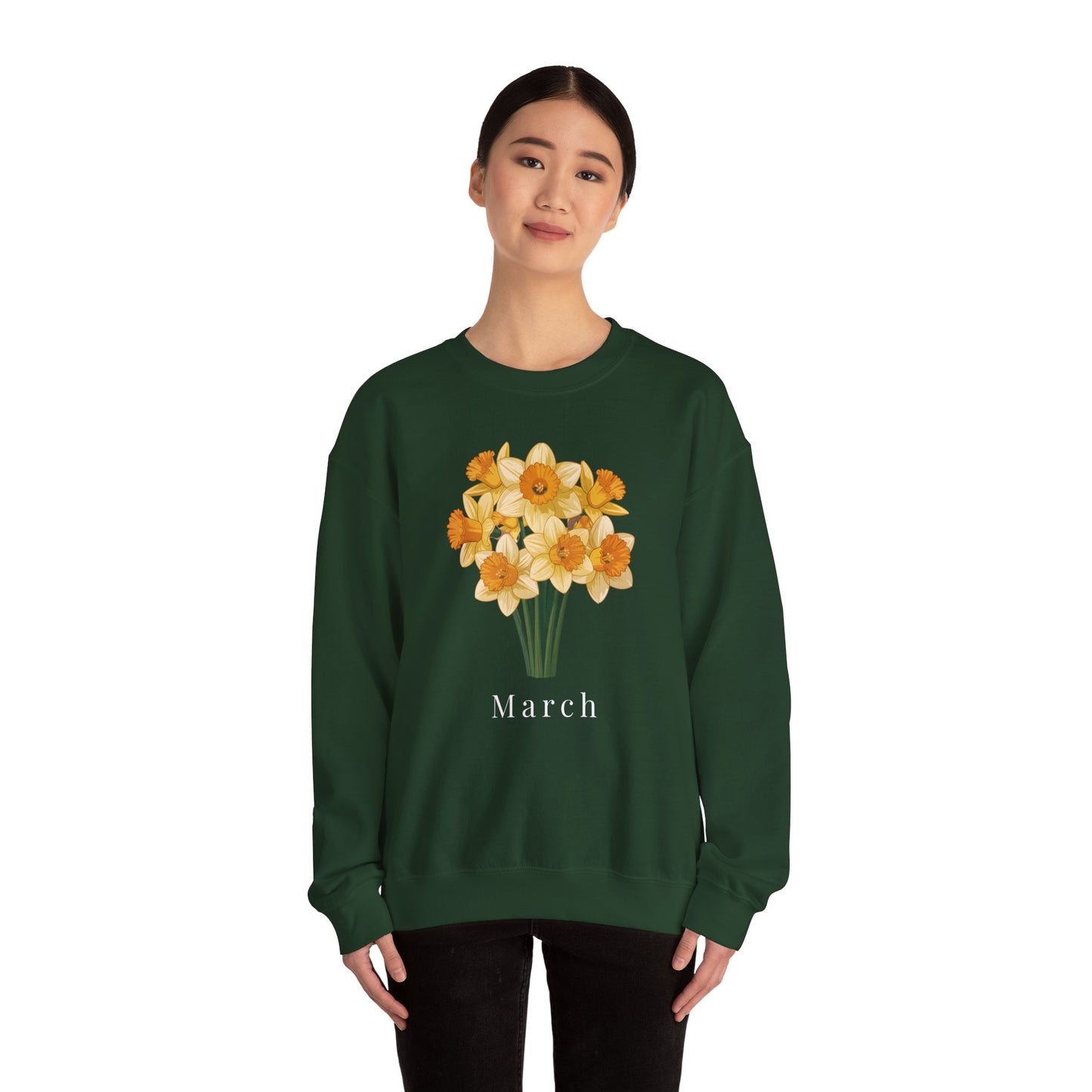 March Birth Flower Daffodil Bouquet Sweatshirt – Floral Birthday Gift Crewneck - 14823