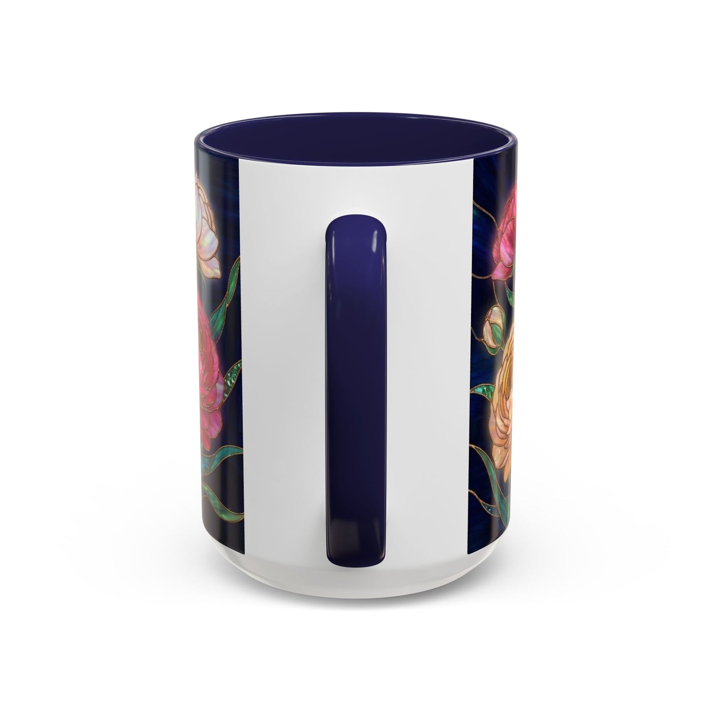 Ranunculus Floral Accent Coffee Mug — Stained Glass Design (11/15oz) - 14584