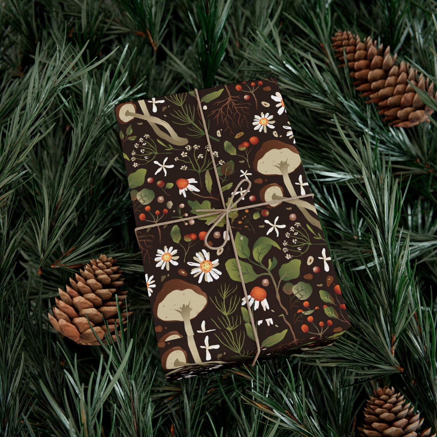 Dark Brown, Mushroom Pattern - Gift Wrap Papers - 10365