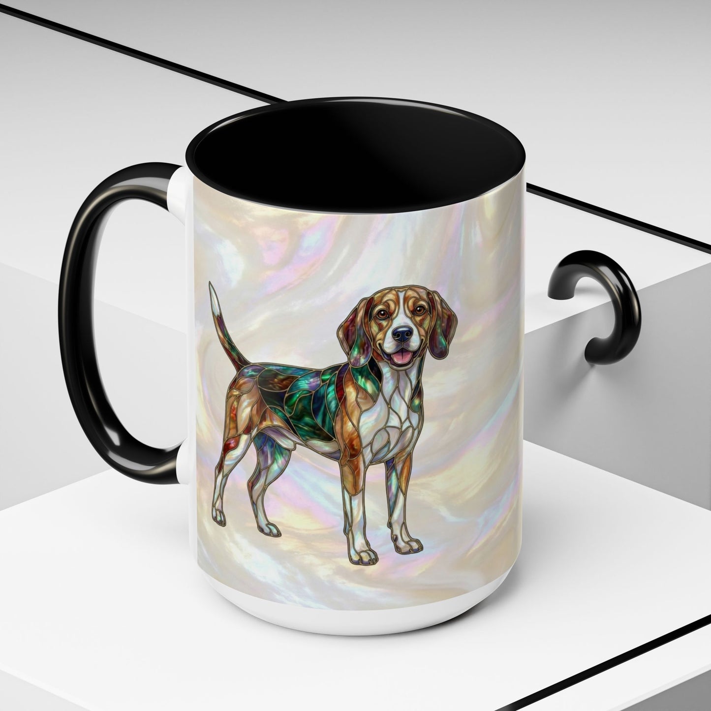 Beagle Accent Coffee Mug — Stained Glass Design (11/15oz) - 14615