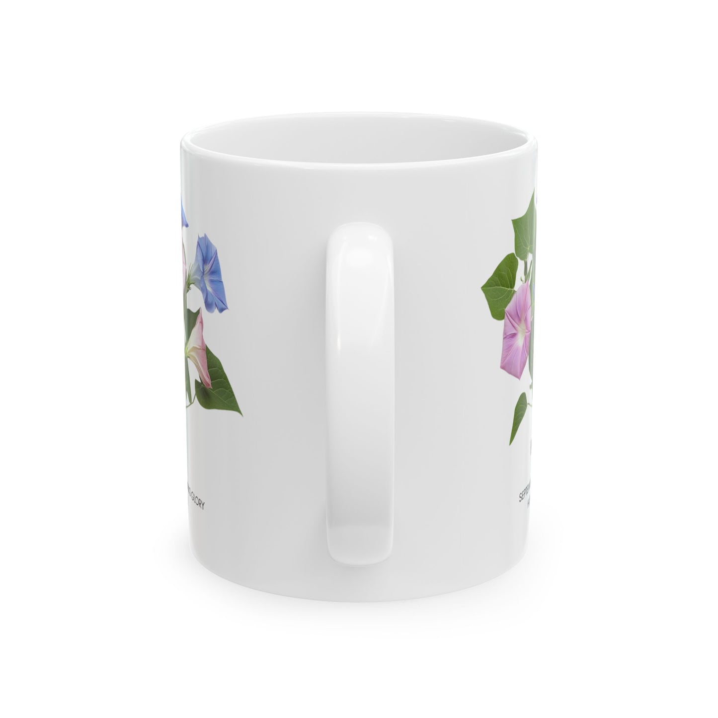 Happy Birthday: September Born, Morning Glory Flower, Customizable - Ceramic Mug, (11oz, 15oz)