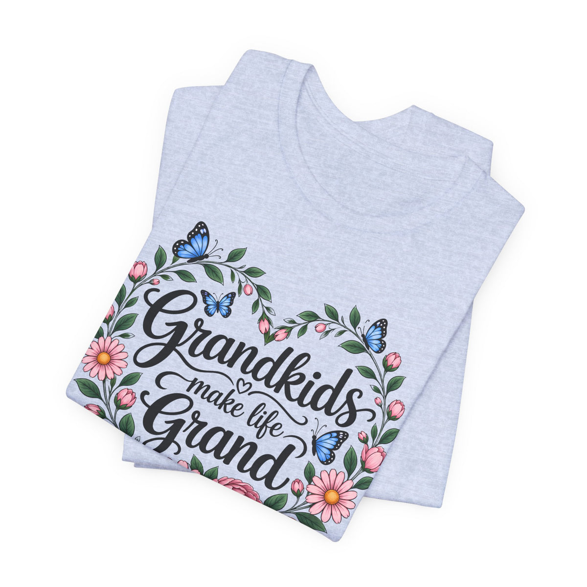 Grandkids Make Life Grand Floral T-Shirt,  Grandma Gift Tee - 14989