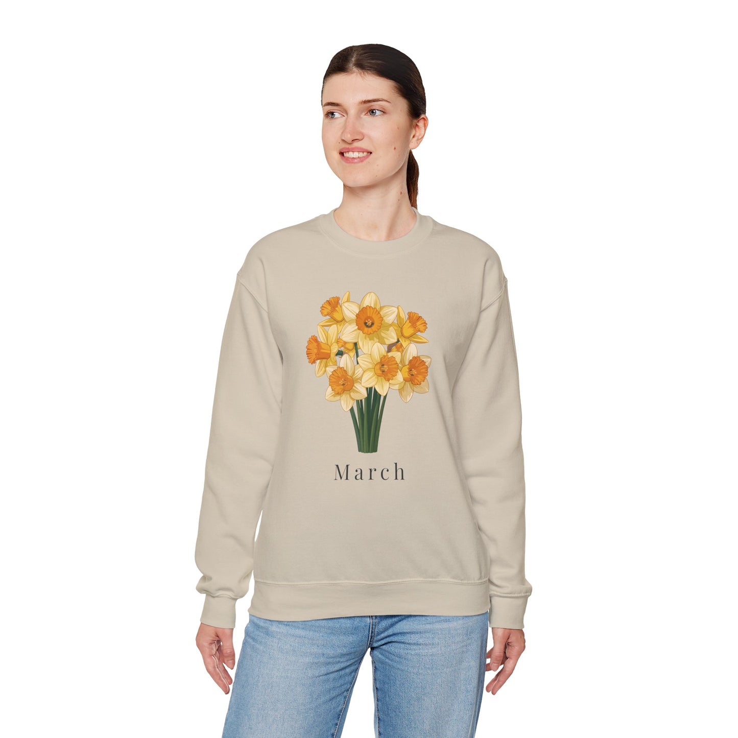 March Birth Flower Daffodil Bouquet Sweatshirt – Floral Birthday Gift Crewneck - 14823