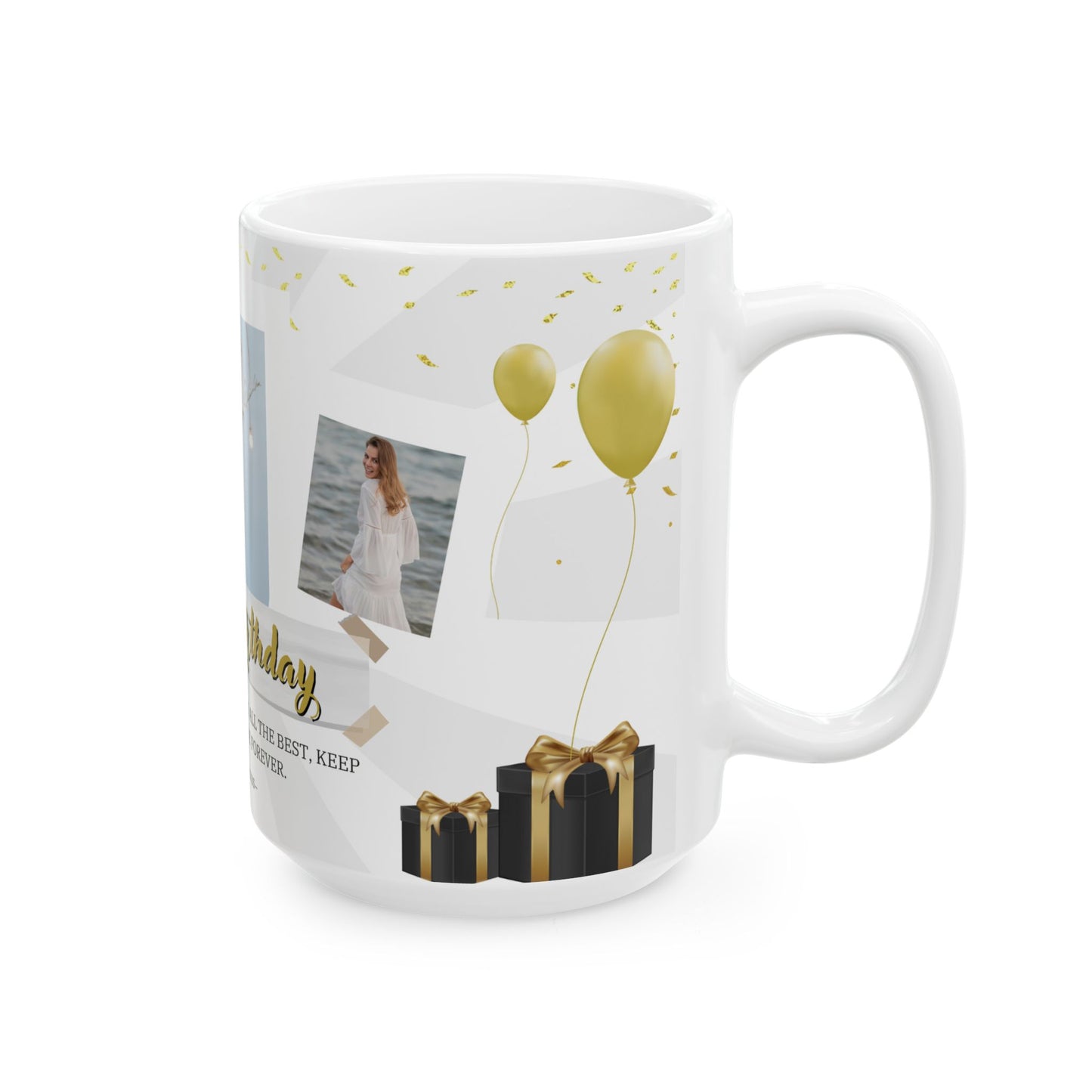 Happy Birthday Ceramic Mug - Personalized Gift for Friends, Family, Coffee Lovers, Celebrations - 13986