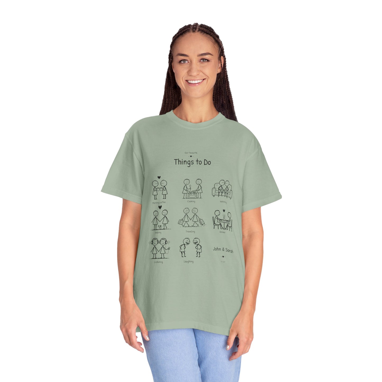 Our Favourite Things to Do Together – Personalised Valentine’s Illustration T-Shirt Gift - 14723