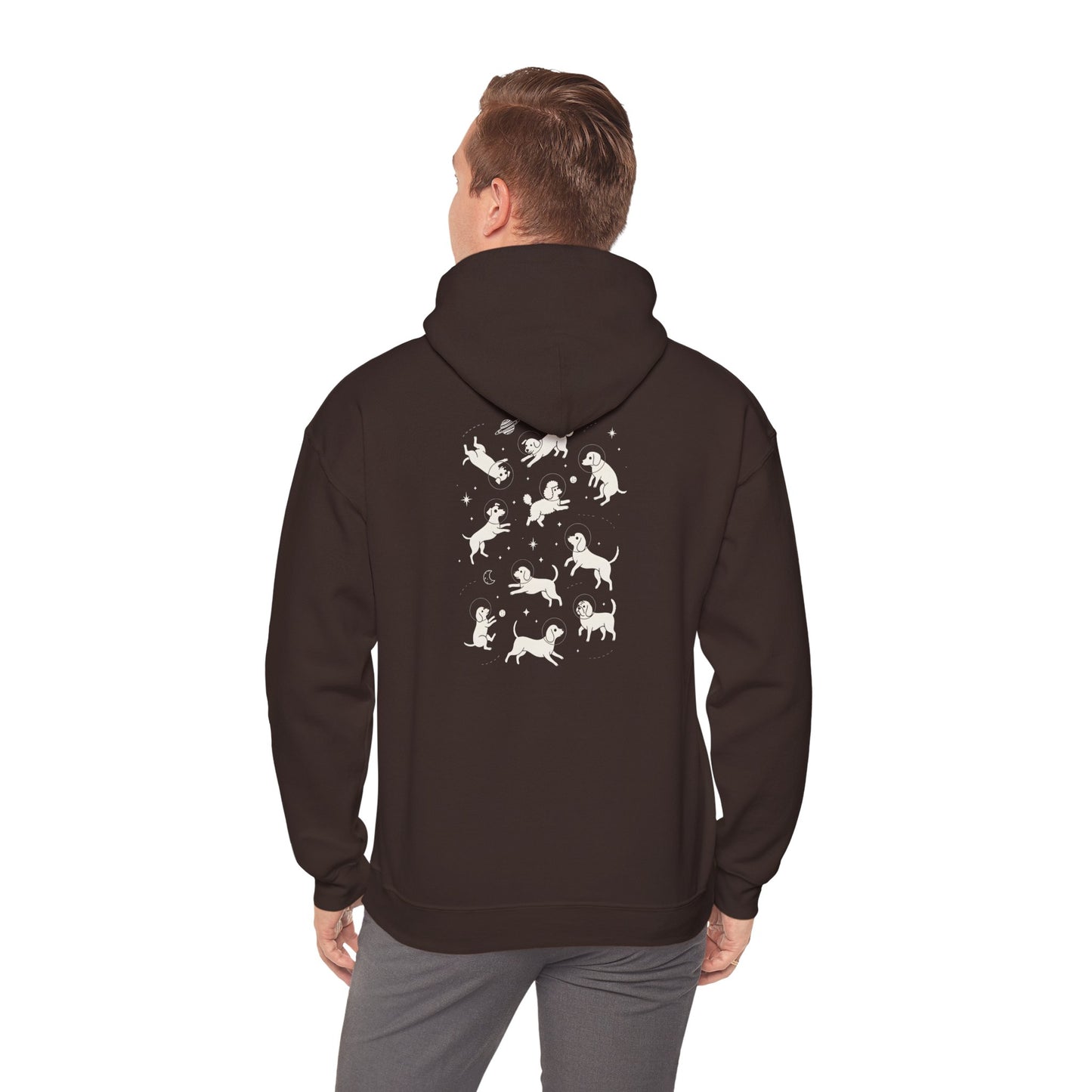 Dog in Space Hoodie – Space Puppy Graphic Hooded Sweatshirt, Unisex Heavy Blend™ - 14679
