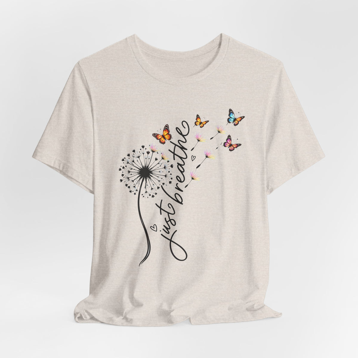 Just Breathe Dandelion T-Shirt,  Butterfly Inspirational Tee - 14519