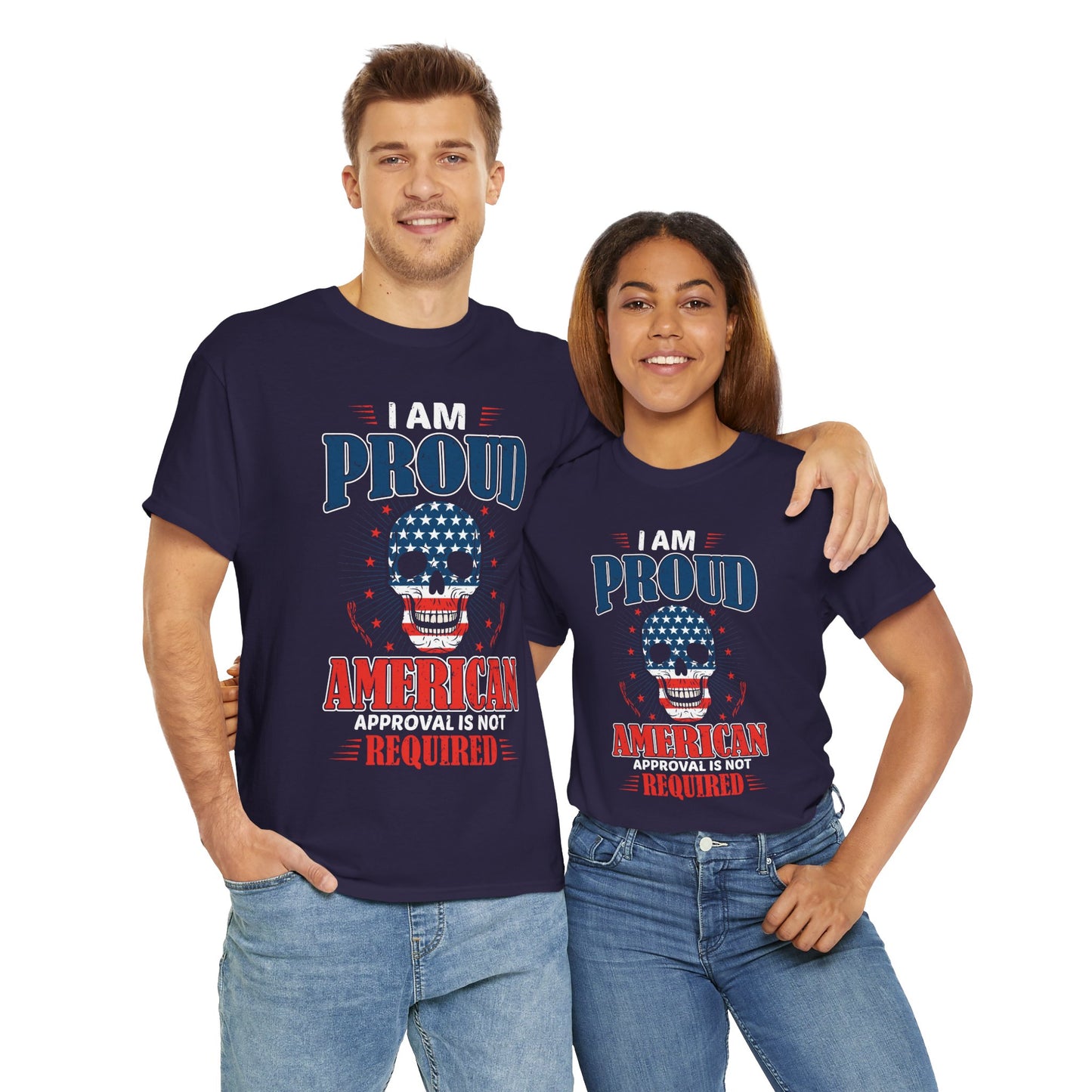 "I'm a Proud American" Unisex Heavy Cotton Tee, Patriotic Shirt, Independence Day Apparel, Casual Wear, Gift for Veterans - 13637