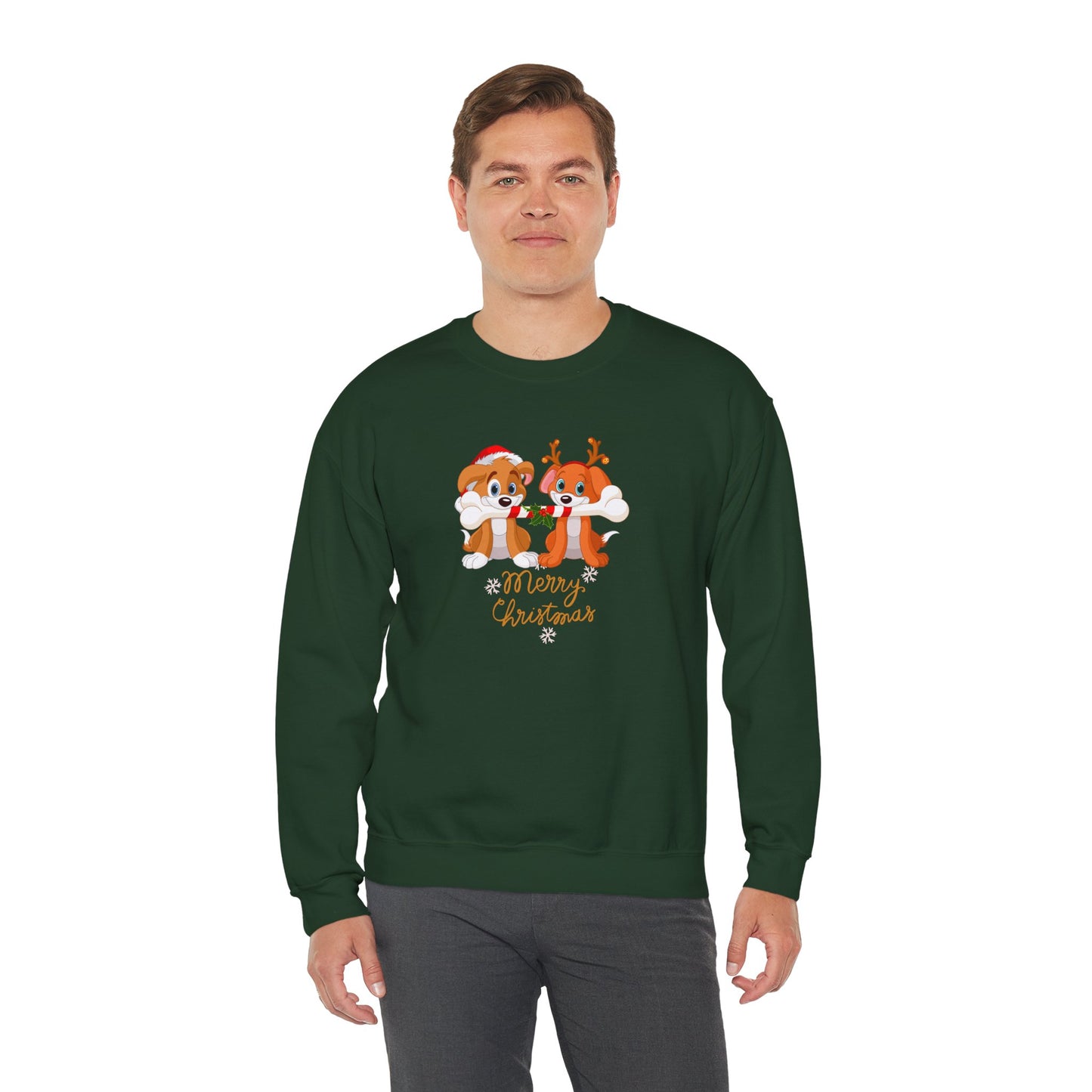 Cute Puppies, Merry Christmas - Unisex Heavy Blend™ Crewneck Sweatshirt