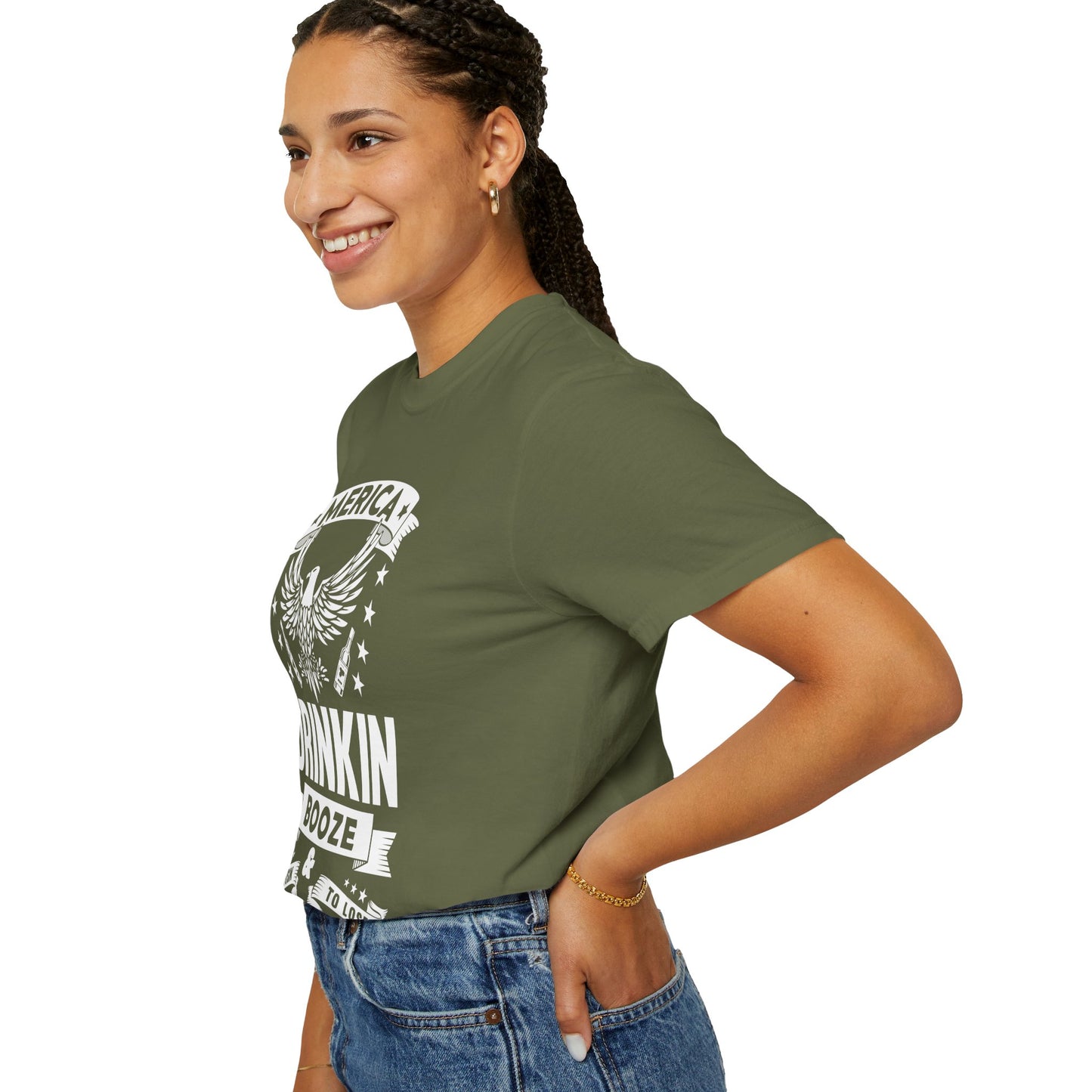 Patriotic Graphic Tee, Unisex Vintage T-shirt, Amerca Drinking Booze Shirt, Independence Day Gift, Casual Wear, Freedom Fashion - 13788