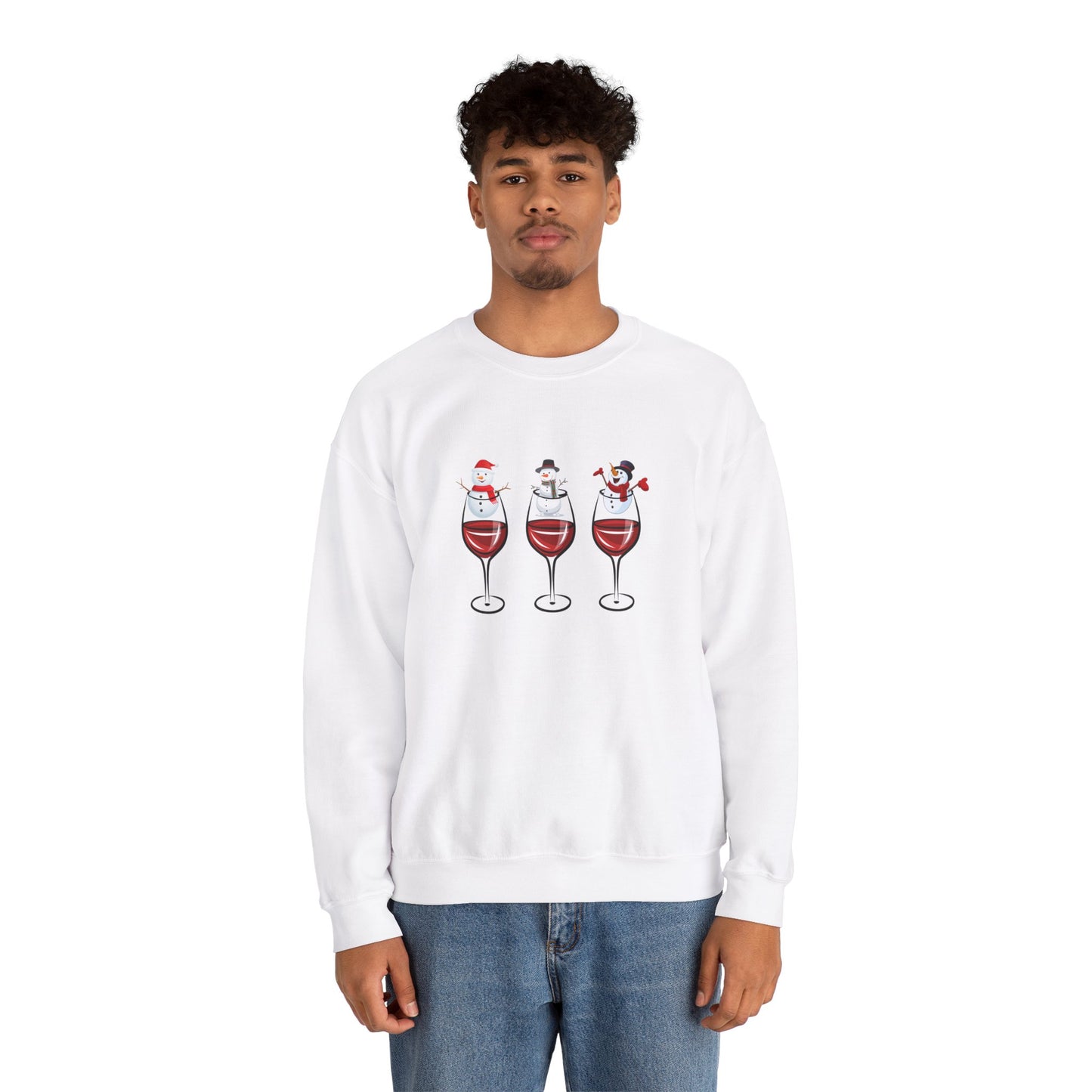 Snowman & Glass of Wine - Unisex Heavy Blend™ Crewneck Sweatshirt - 10013