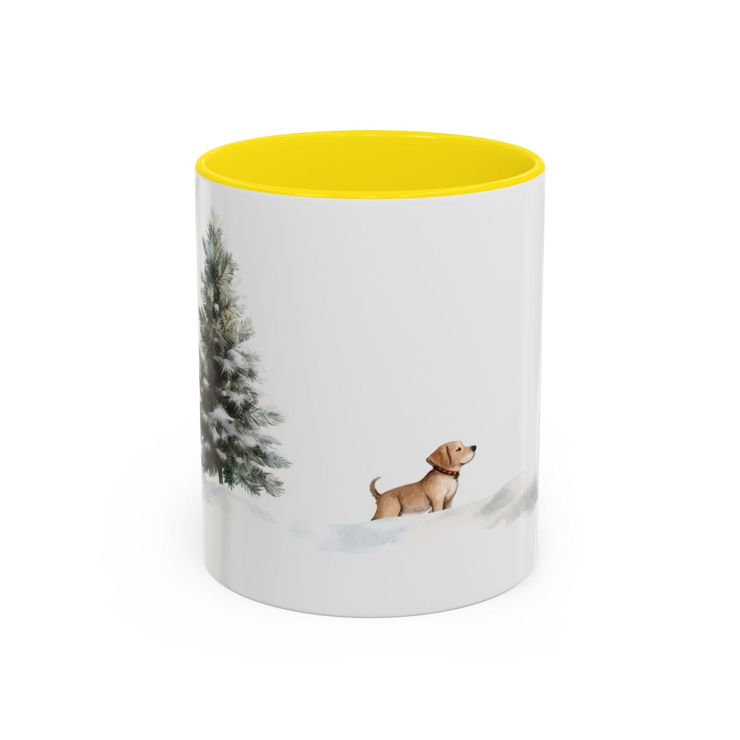 Winter Tree, Snowman & Puppy - Accent Coffee Mug (11, 15oz) - 10404