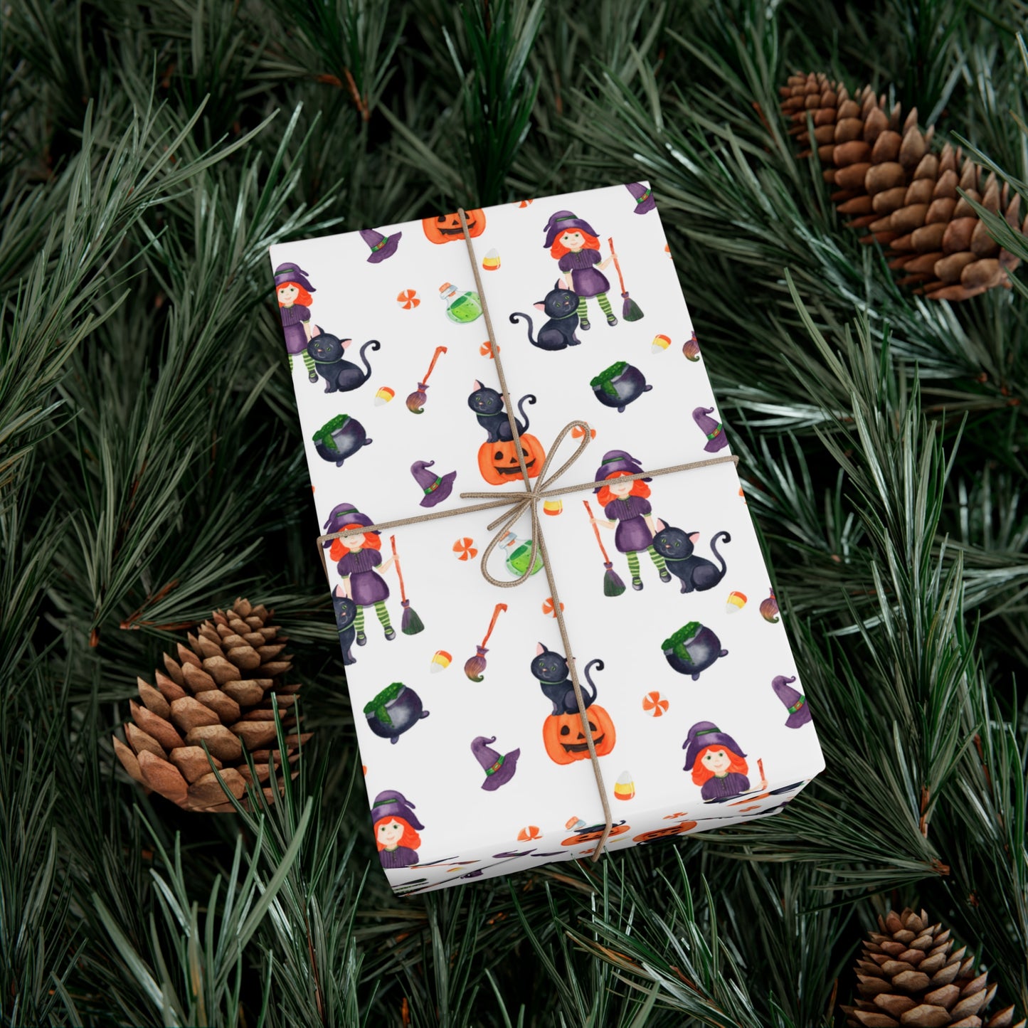 Halloween Girl with a Black Cat - Gift Wrap Papers