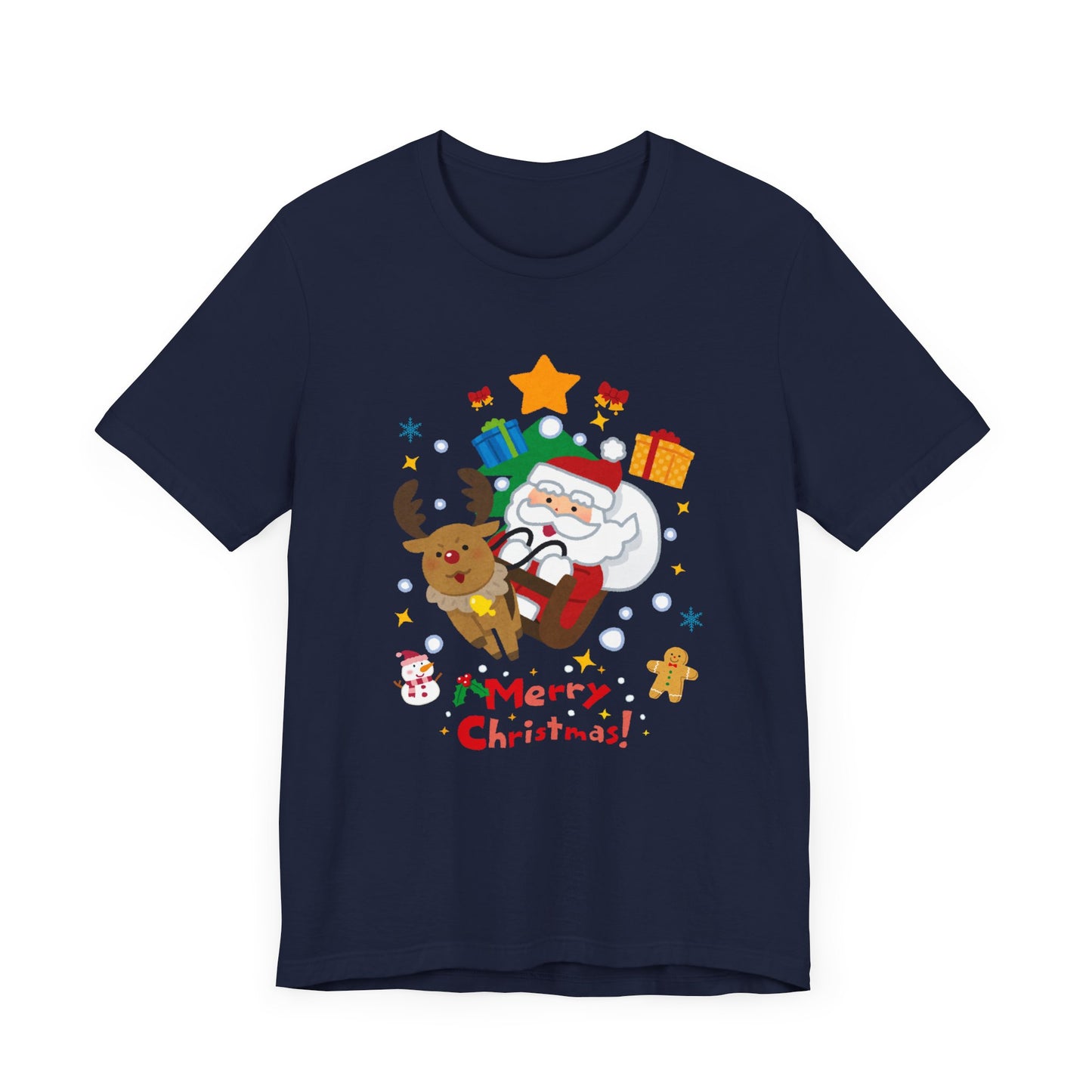 Santa & Reindeer, Merry Christmas - Unisex Jersey Short Sleeve Tee - 10494