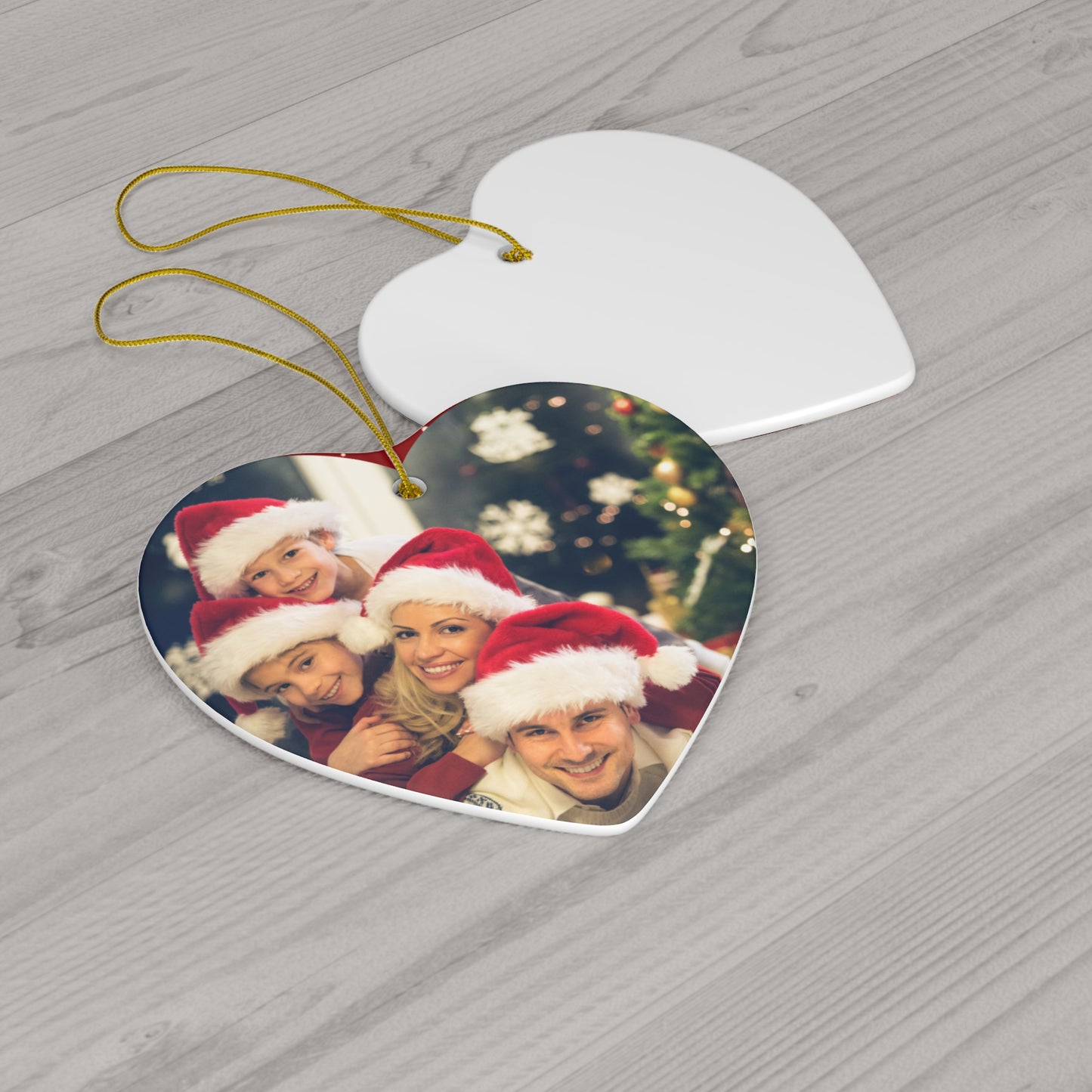 Christmas, Family Photo - Ceramic Ornament, 4 Shapes