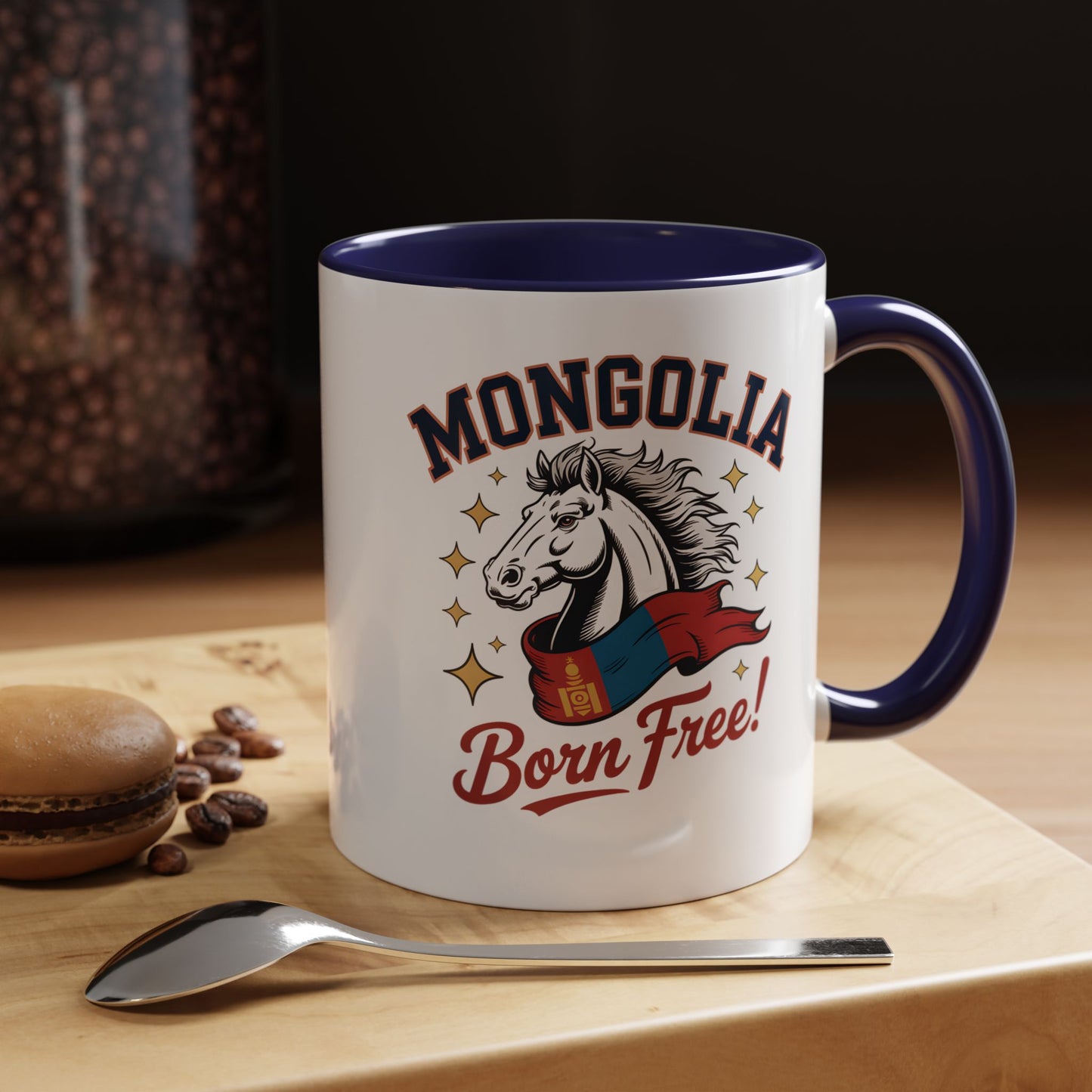 Born Free Mongolia Horse Mug – Patriotic Mongolian Pride Coffee Cup Gift (11oz / 15oz) - 14804