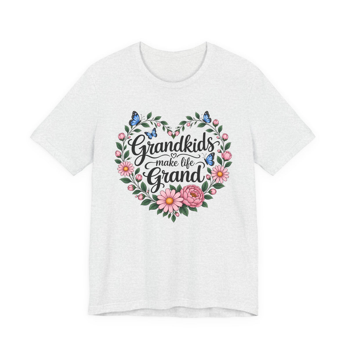 Grandkids Make Life Grand Floral T-Shirt,  Grandma Gift Tee - 14989