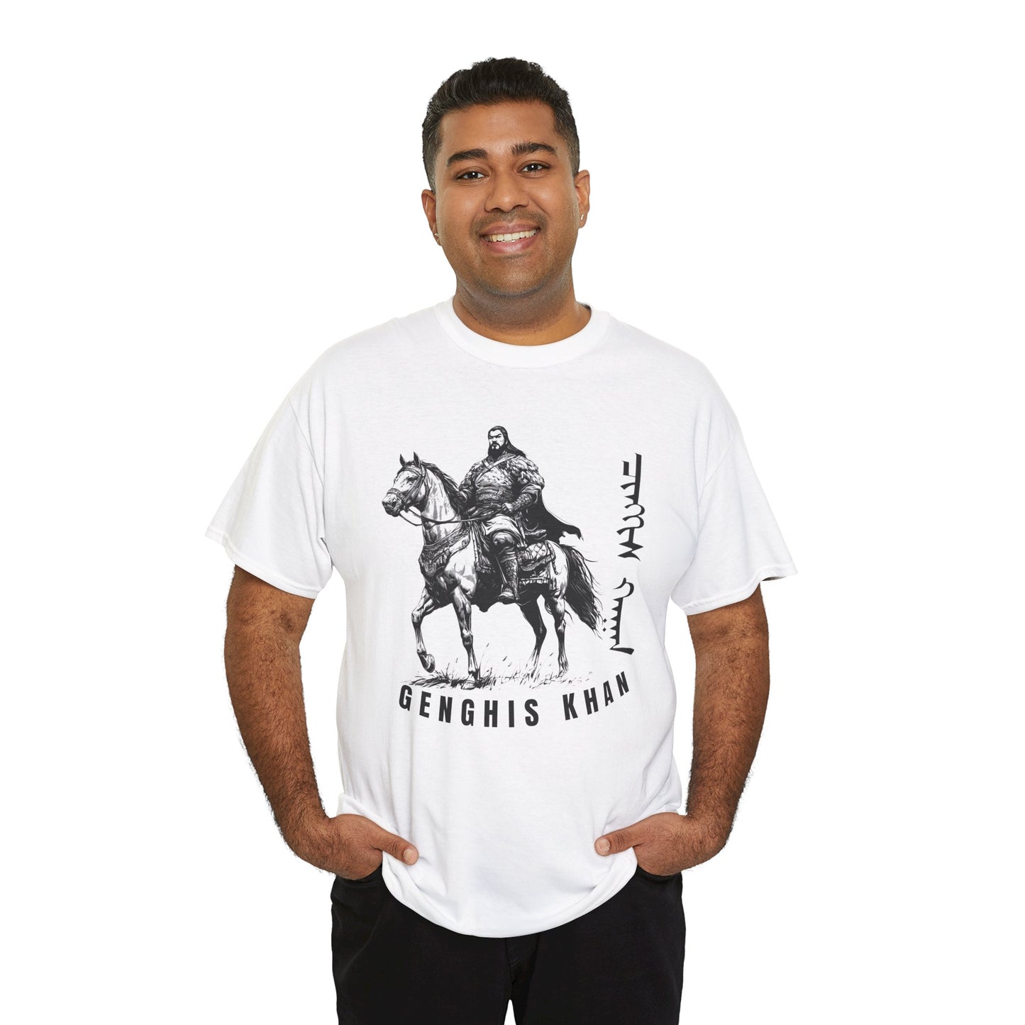 Genghis Khan Horseman Tee – Historical Warrior Graphic T-Shirt - 14914