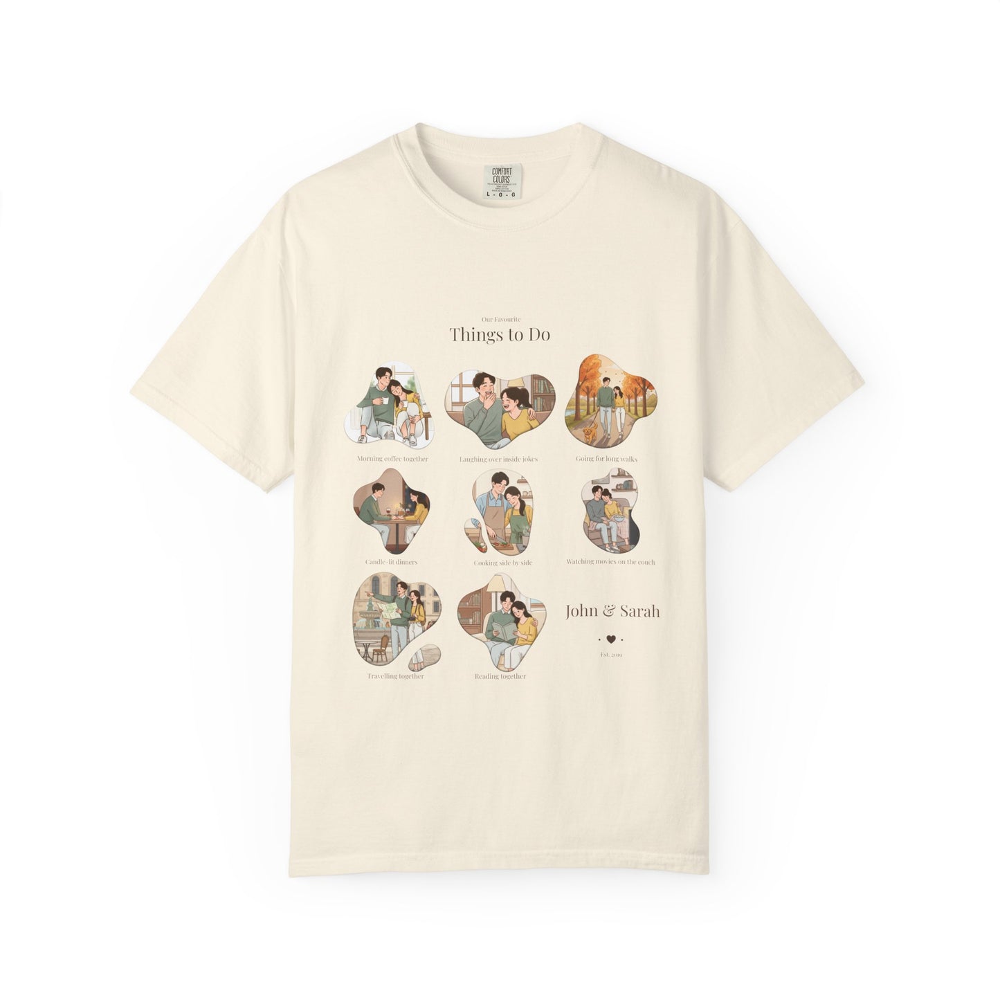 Our Favourite Things to Do Together – Personalised Valentine’s Illustration T-Shirt Gift - 14721