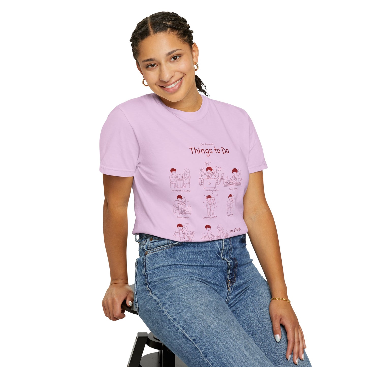 Our Favourite Things to Do Together – Personalised Valentine’s Illustration T-Shirt Gift - 14724
