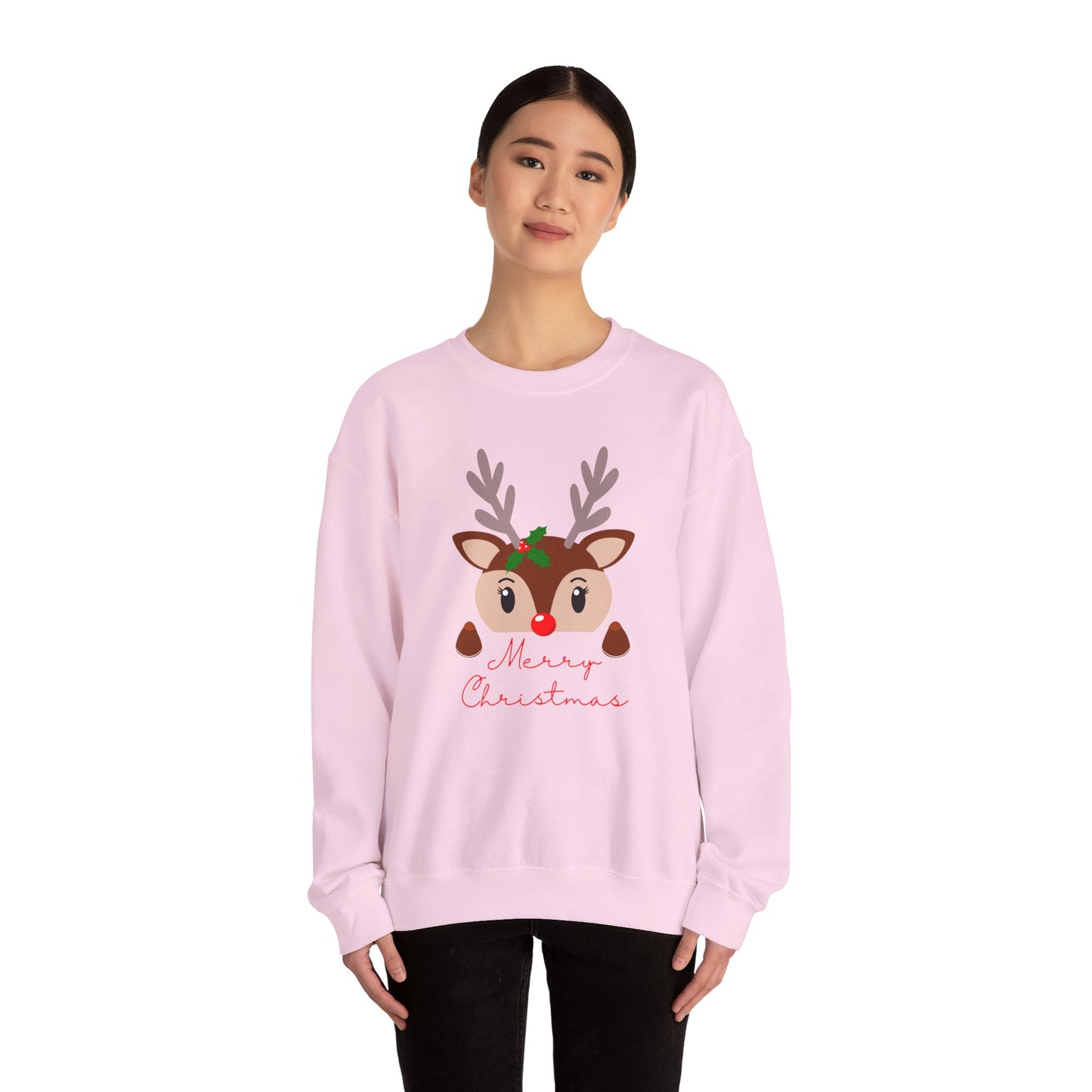 Reindeer, Merry Christmas - Unisex Heavy Blend™ Crewneck Sweatshirt