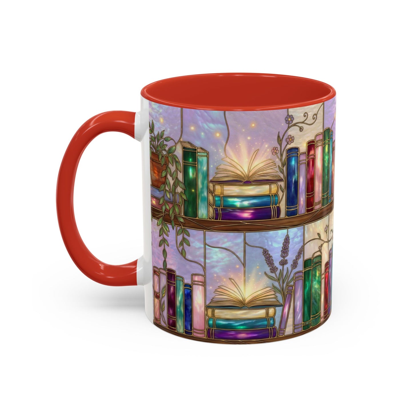 Magic Book Shelf Accent Coffee Mug — Stained Glass Design (11/15 oz) - 14529