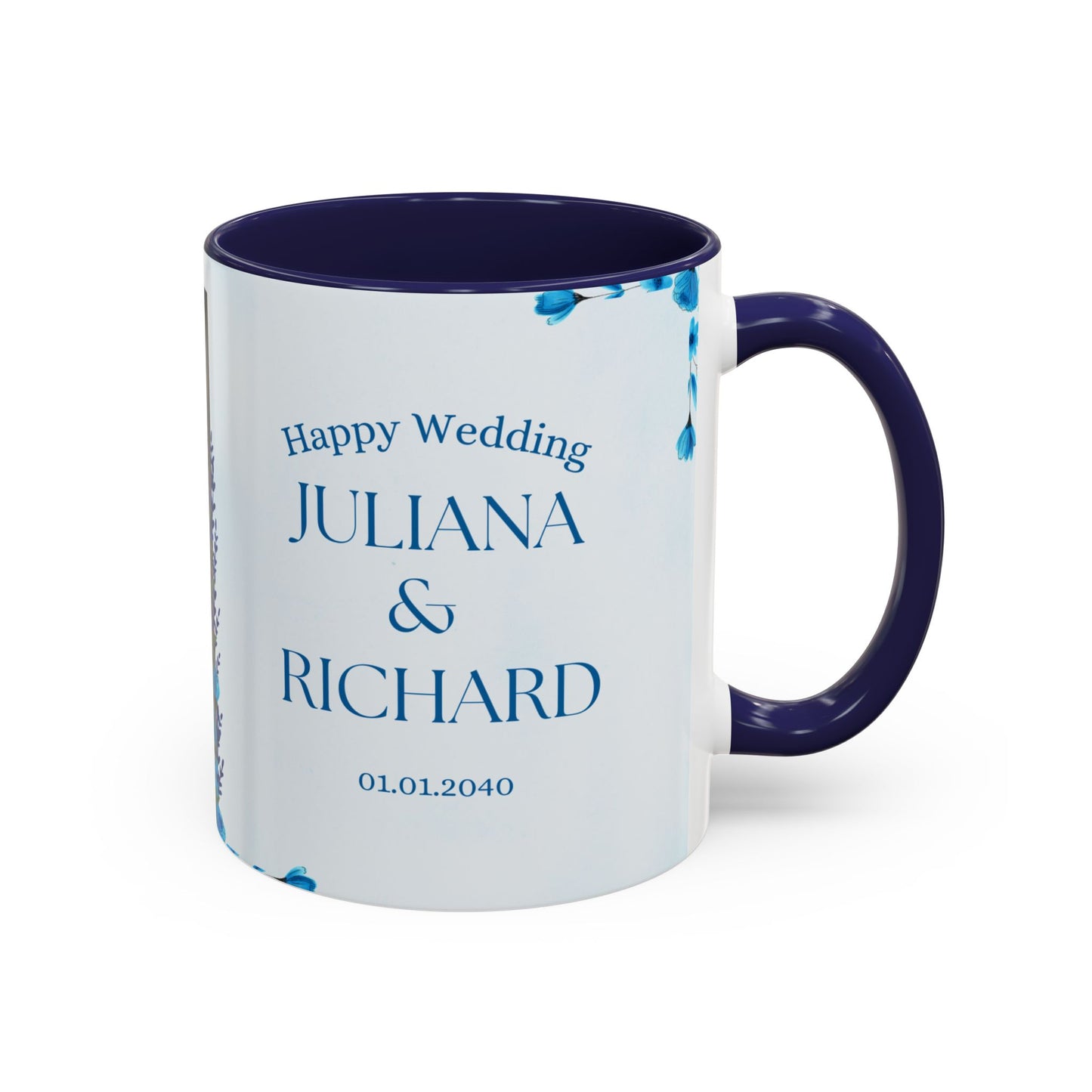 Happy Wedding, Details Customizable - Accent Coffee Mug (11, 15oz) - 10997