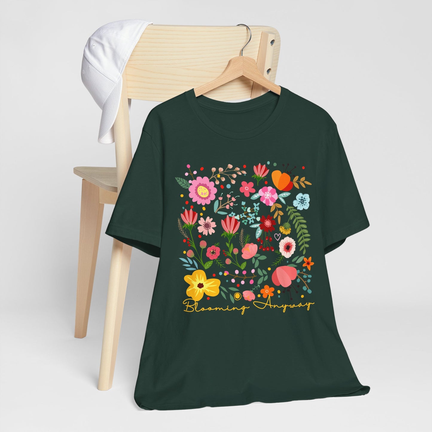 Blooming Anyway Floral T-Shirt, Colorful Wildflower Graphic Tee - 14967