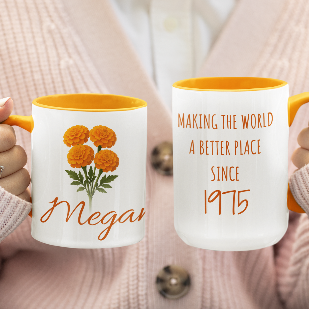 50th birthday gifts, happy 50th birthday mug, wildflowers custom mug, 1975 mug, floral mug, birthday gift for her, 50th birthday mug - 14212