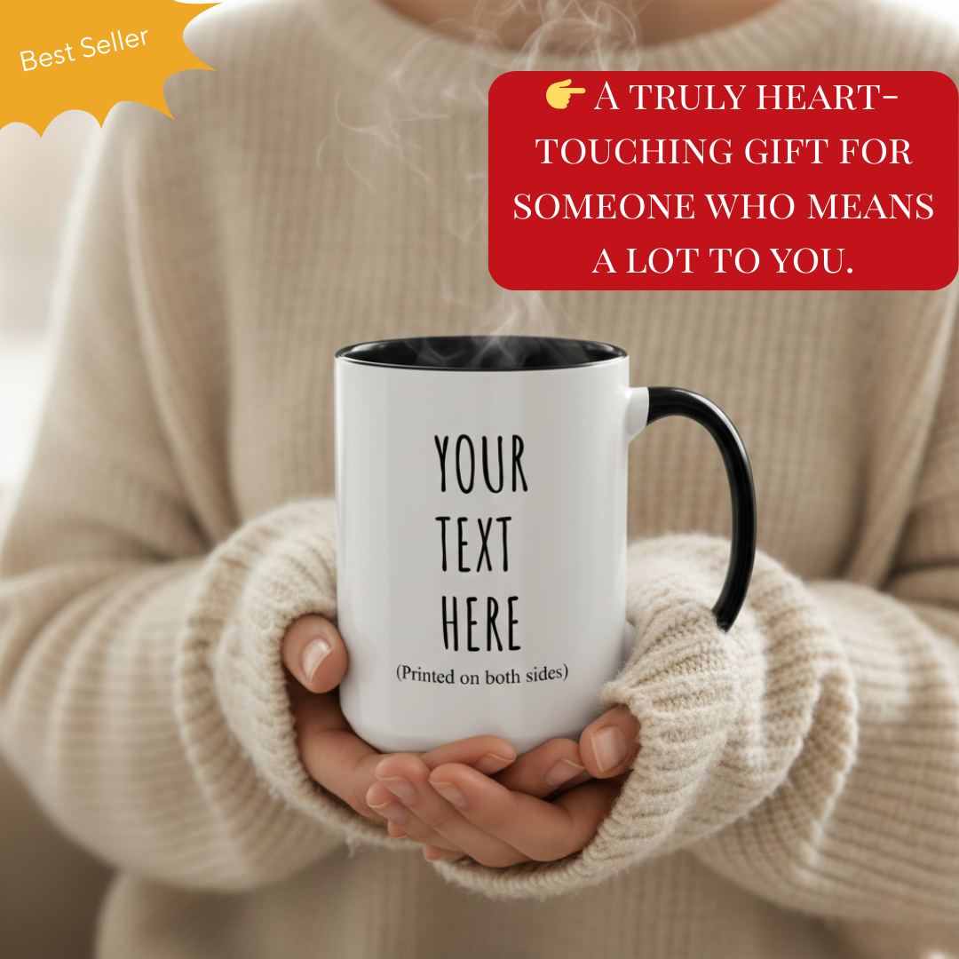 Personalized Accent Coffee Mug – Custom Text Printed Both Sides (11oz & 15oz) - 14676