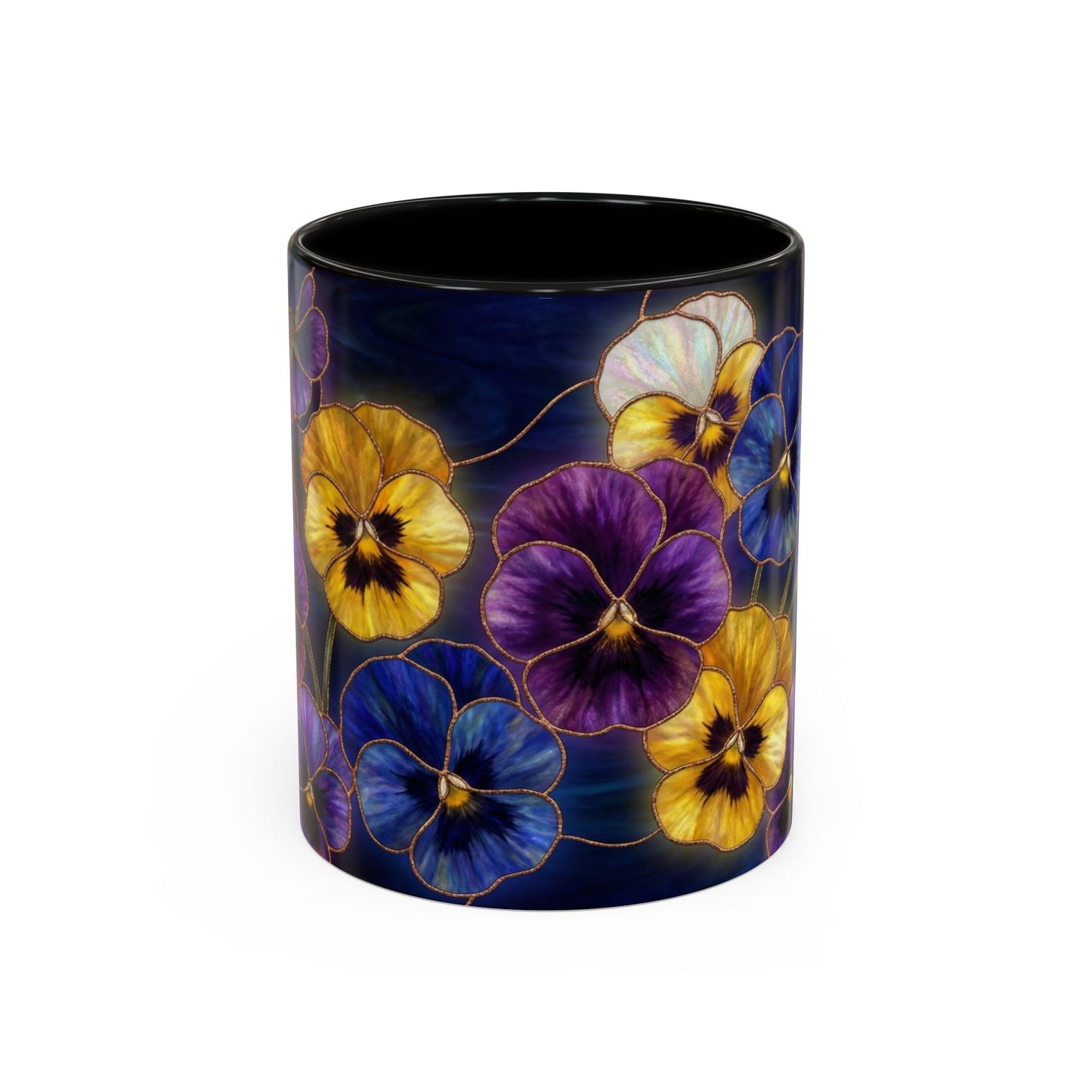 Pansy Floral Accent Coffee Mug — Stained Glass Design (11/15oz) - 14544