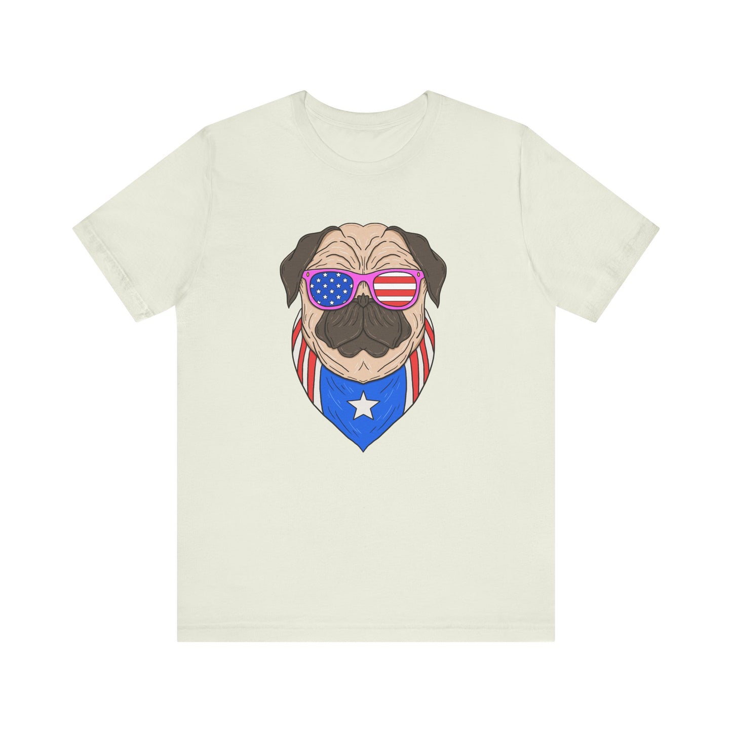 Patriotic Pug Tee, Independence Day T-Shirt, Dog Lovers Gift, Summer Casual Wear, Fun Family Outing Shirt - 13733